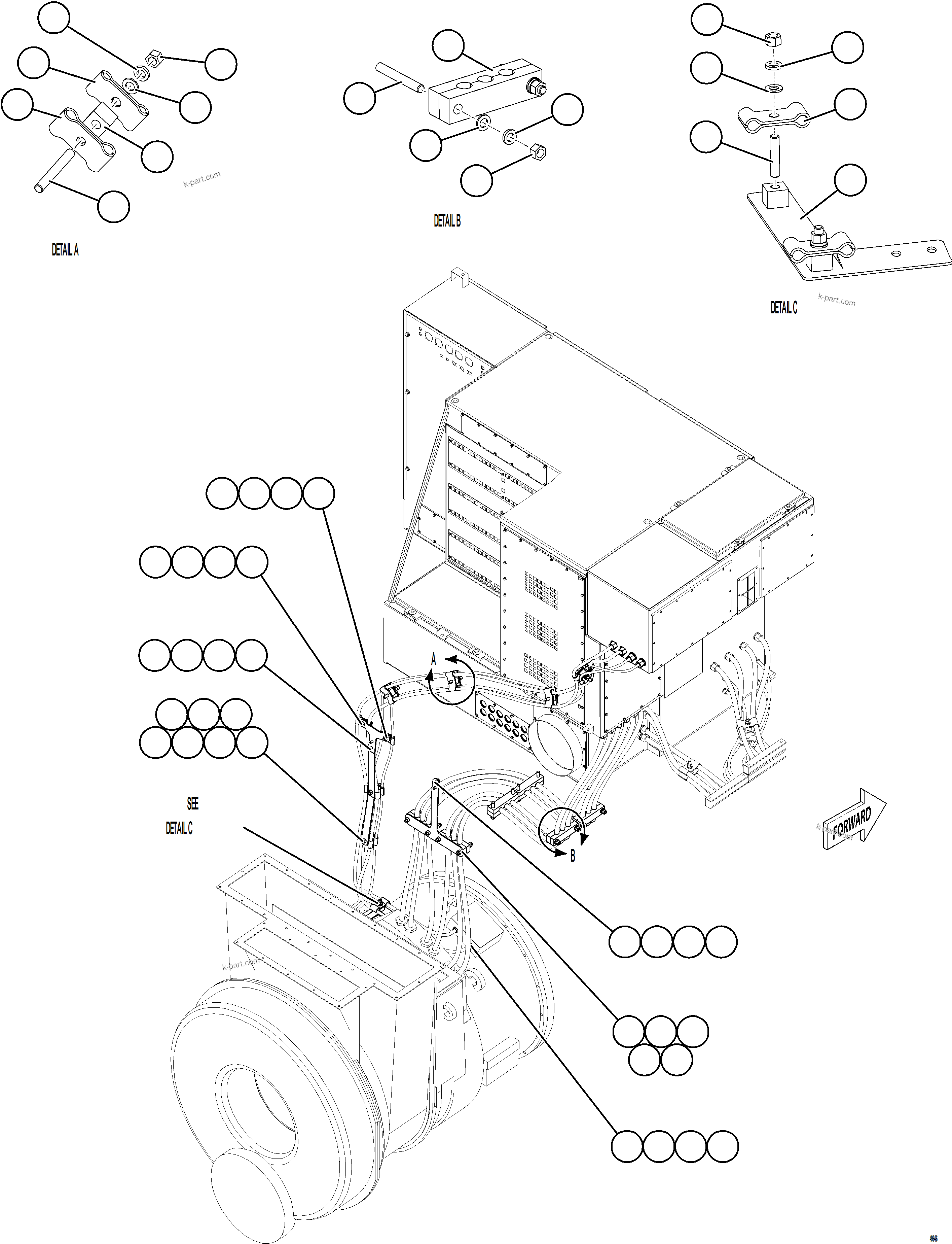 Komatsu parts book diagram for AFE75-BC 980E-5 S/N A50221  KCH: CONTROL CABINET EXTERNAL WIRING - ALTERNATOR