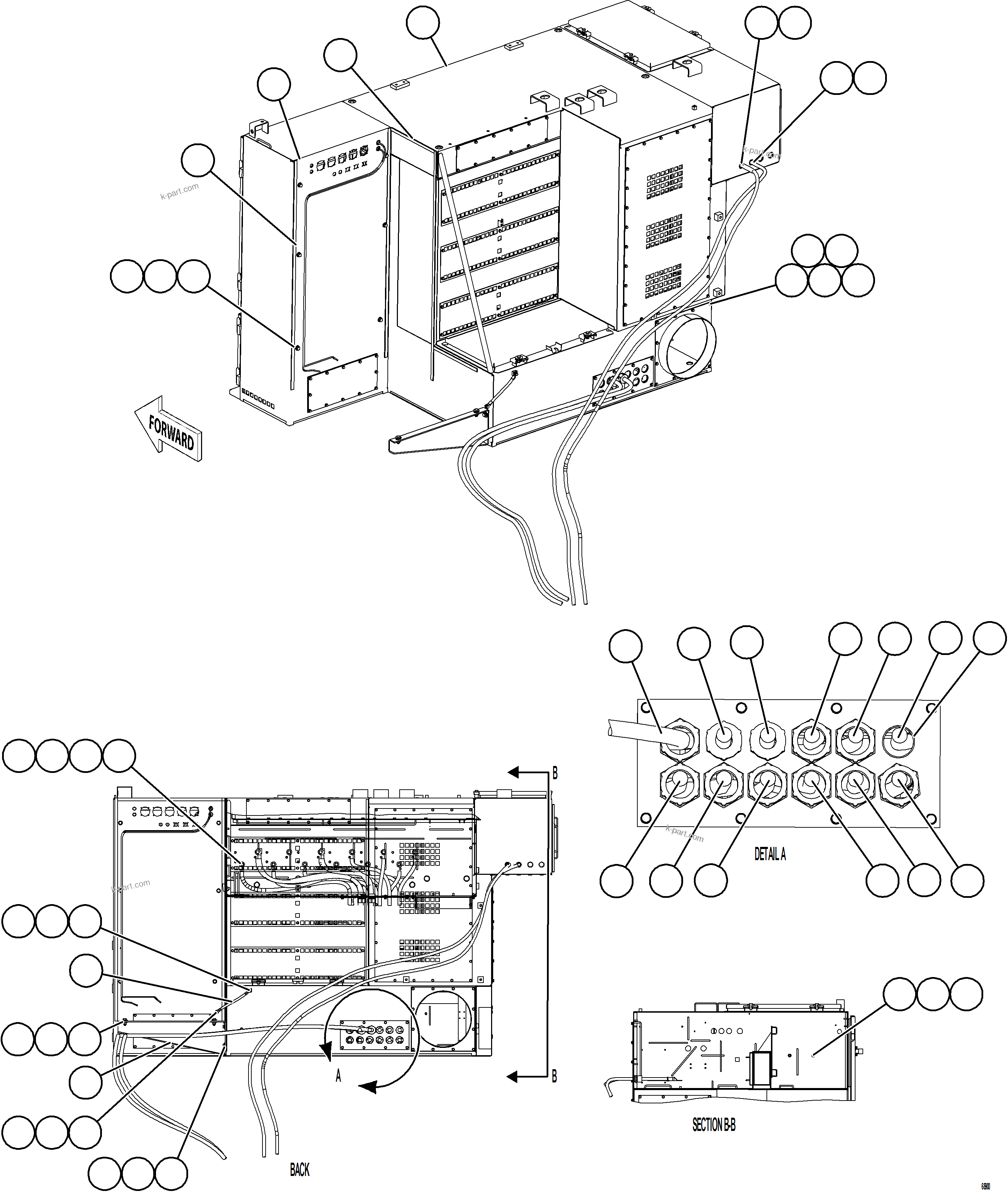 Komatsu parts book diagram for AFE75-BC 980E-5 S/N A50221  KCH: CONTROL CABINET INSTALLATION    1/2