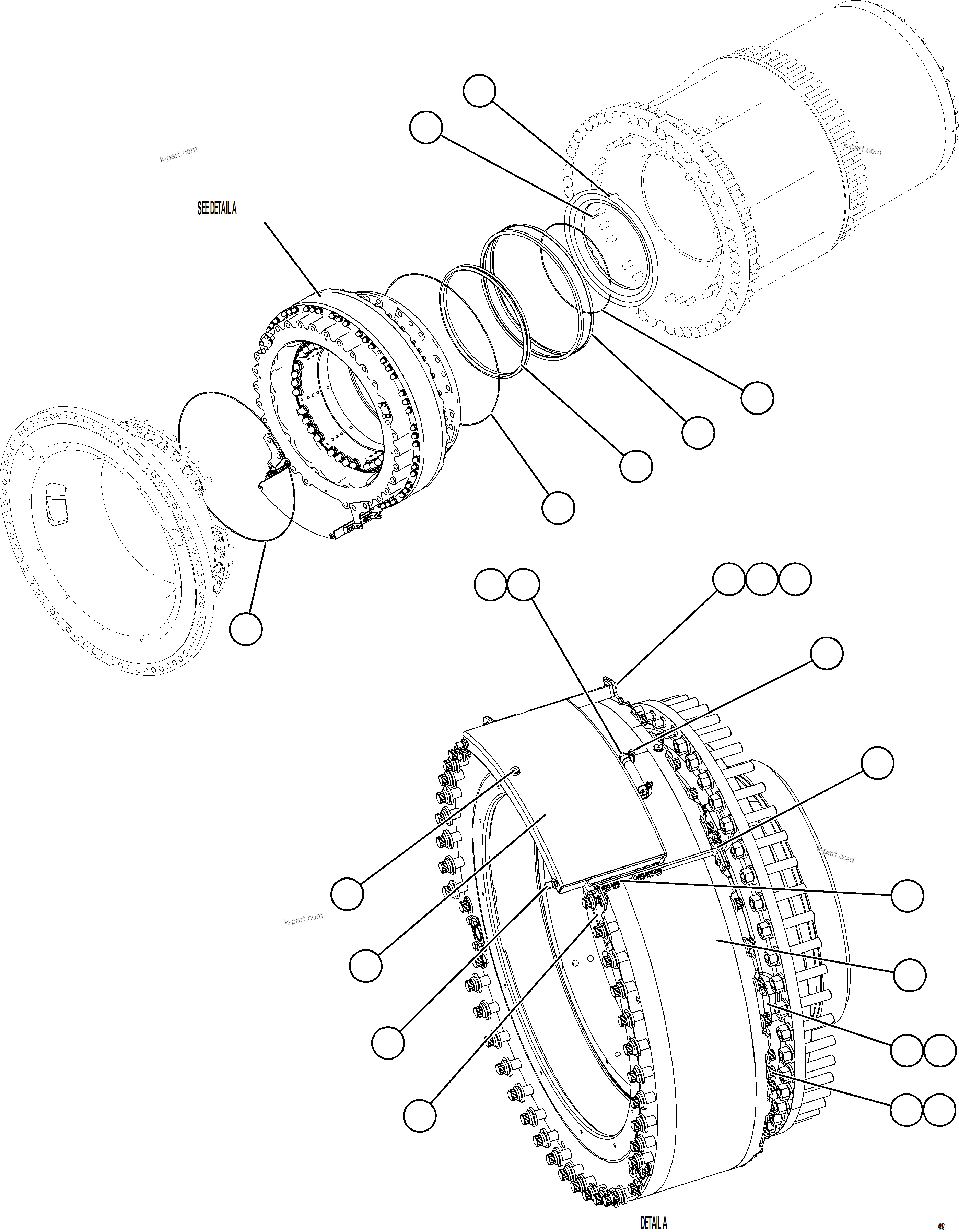 Komatsu parts book diagram for AFE75-BC 980E-5 S/N A50221  KCH: REAR BRAKE INSTALLATION    3/3