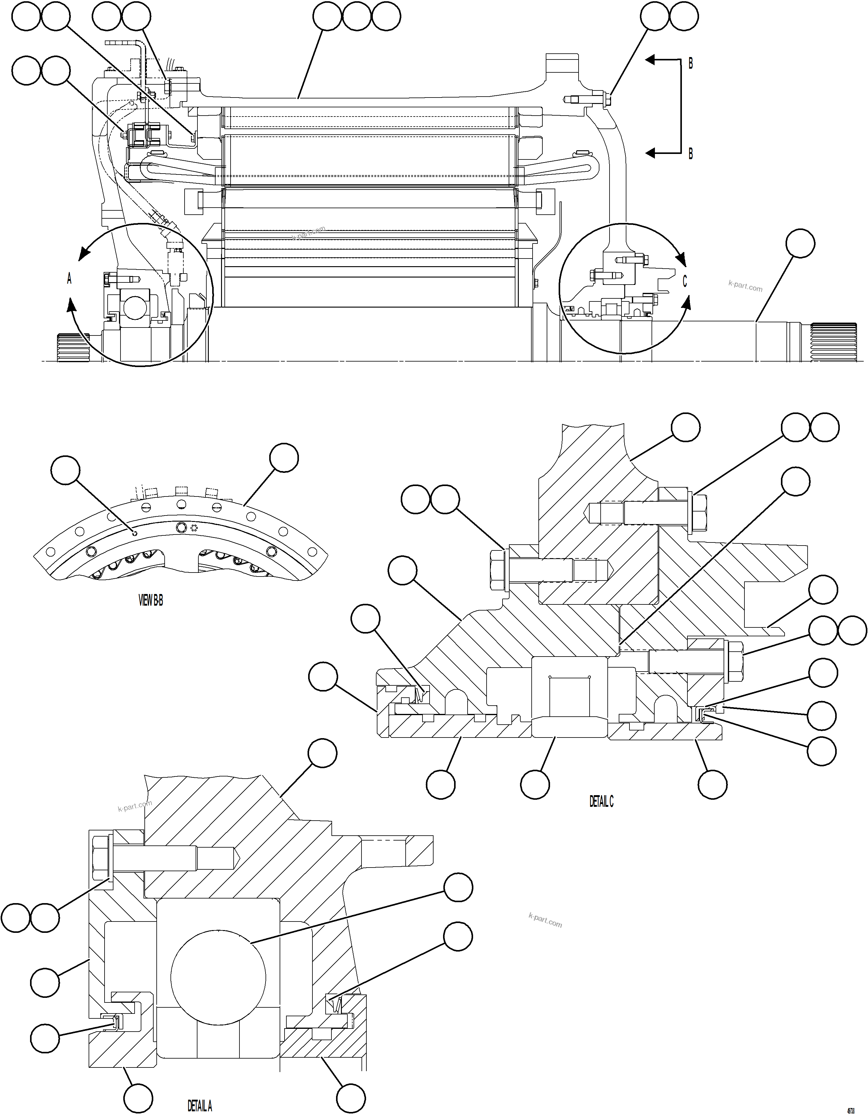 Komatsu parts book diagram for AFE75-BC 980E-5 S/N A50221  KCH: WHEEL MOTOR    1/3