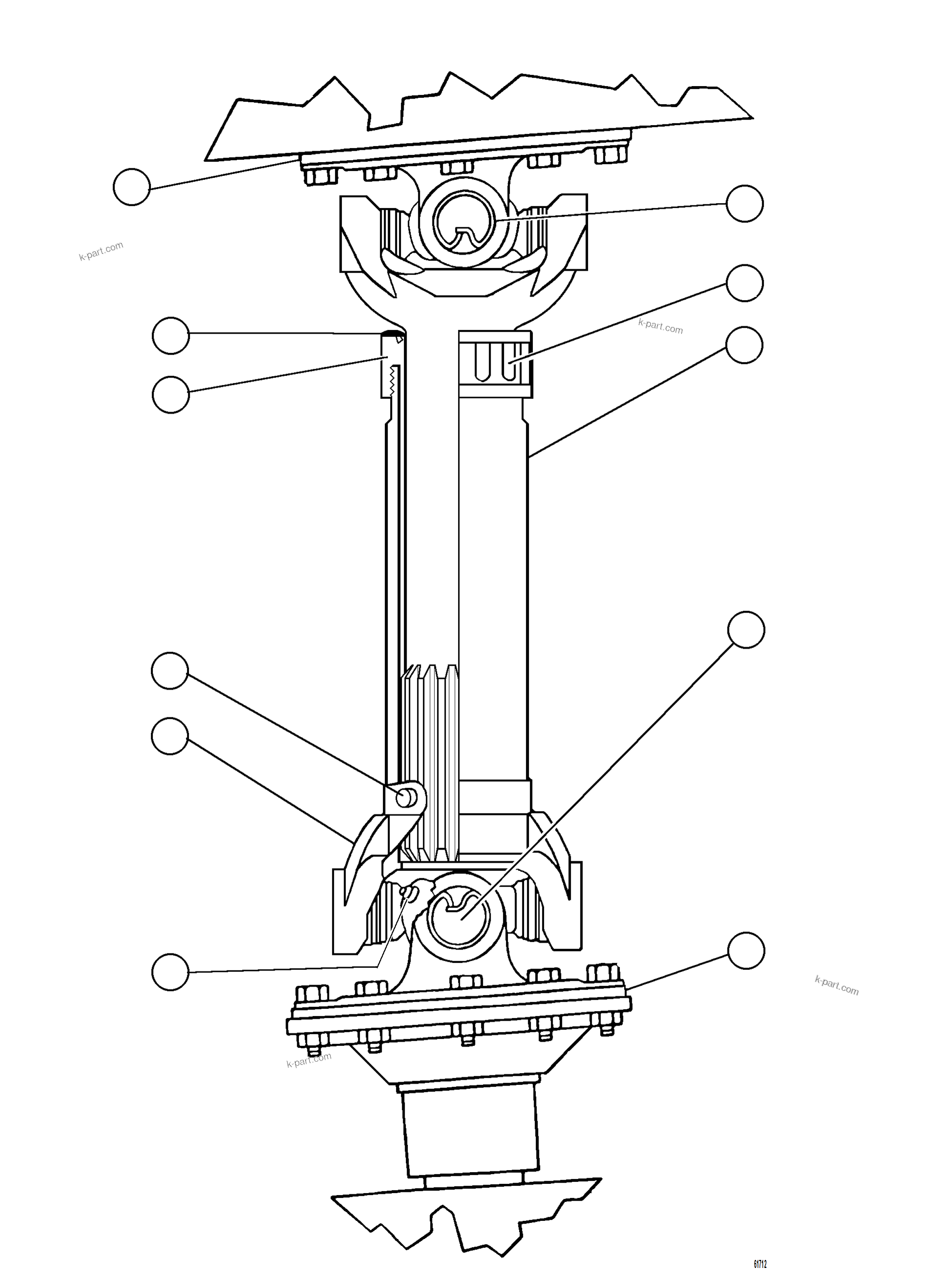Komatsu parts book diagram for AFE75-BC 980E-5 S/N A50221  KCH: DRIVESHAFT ASSEMBLY