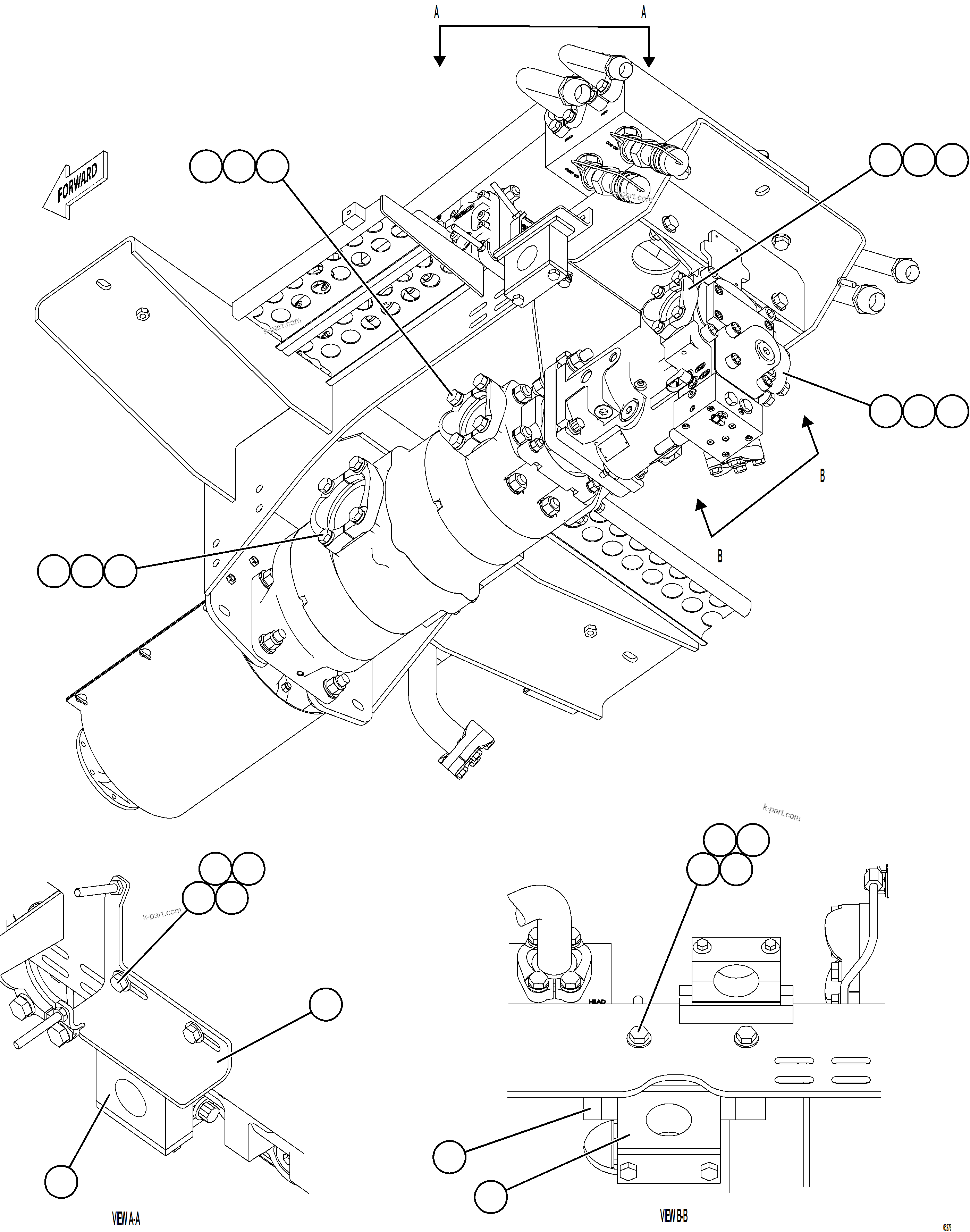 Komatsu parts book diagram for AFE75-BC 980E-5 S/N A50221  KCH: VALVE/PUMP MODULE PIPING    3/3