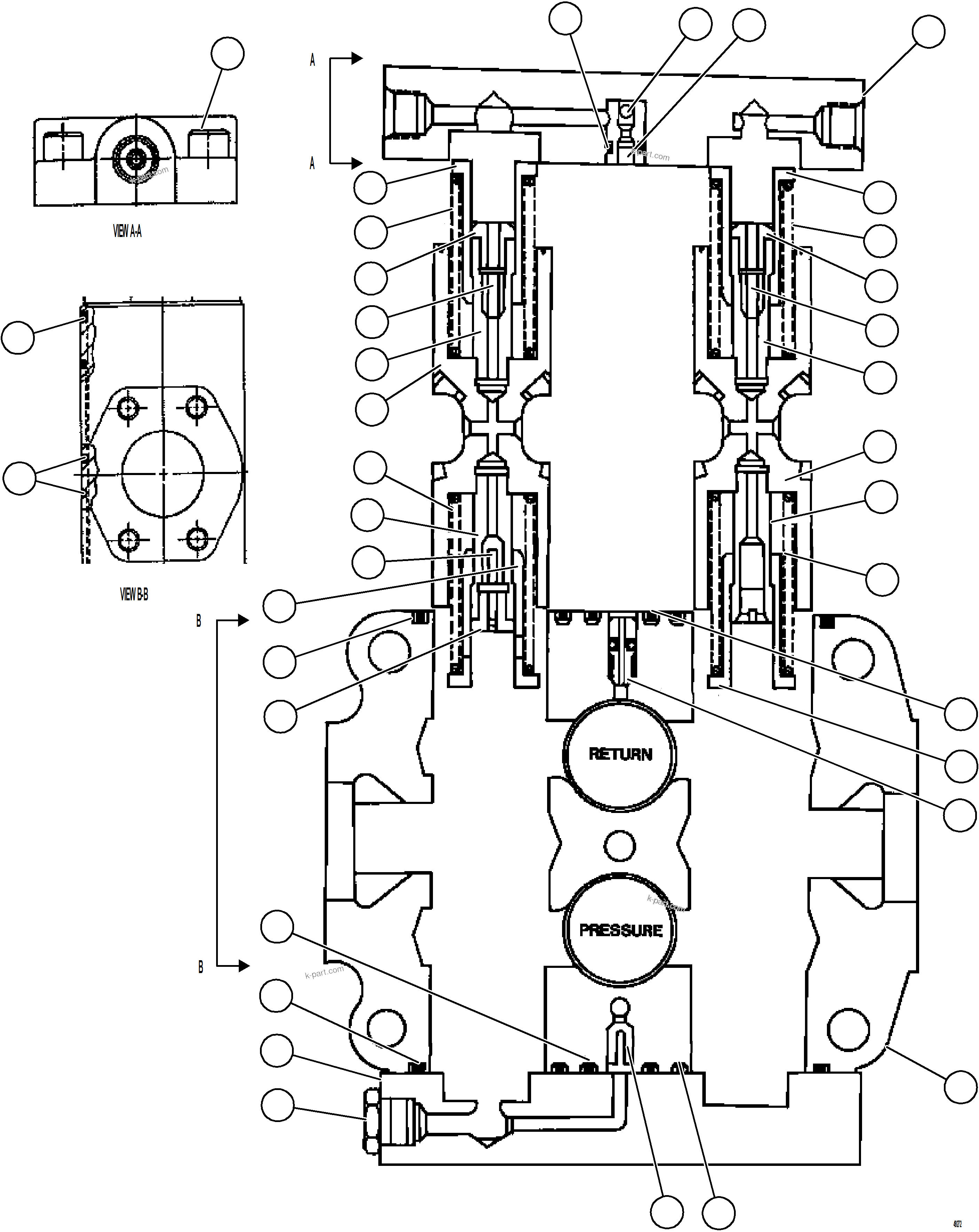 Komatsu parts book diagram for AFE75-BC 980E-5 S/N A50221  KCH: SPOOL SECTION ASSEMBLY