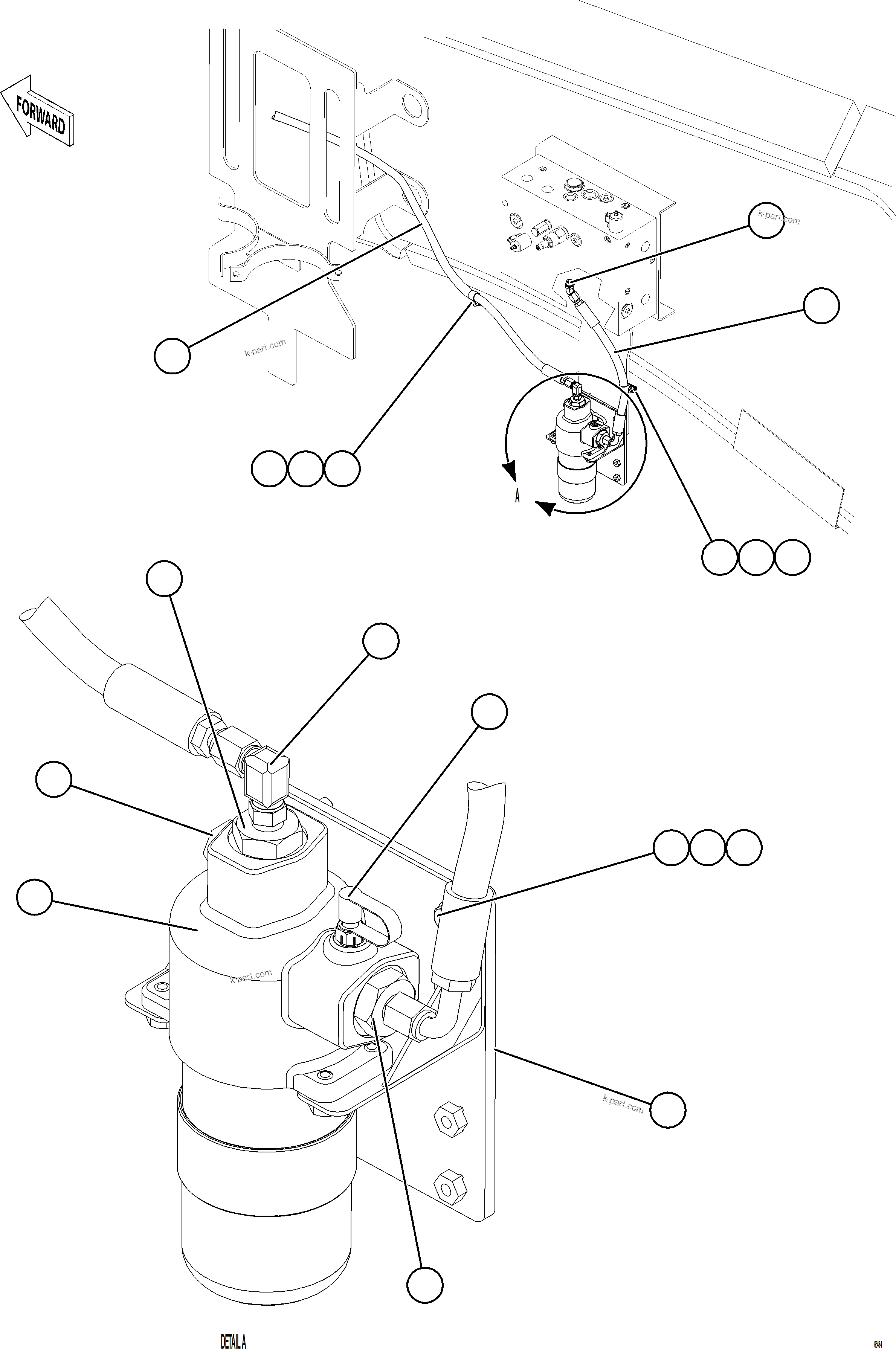 Komatsu parts book diagram for AFE75-BC 980E-5 S/N A50221  KCH: BRAKE HYDRAULIC FILTER INSTALLATION