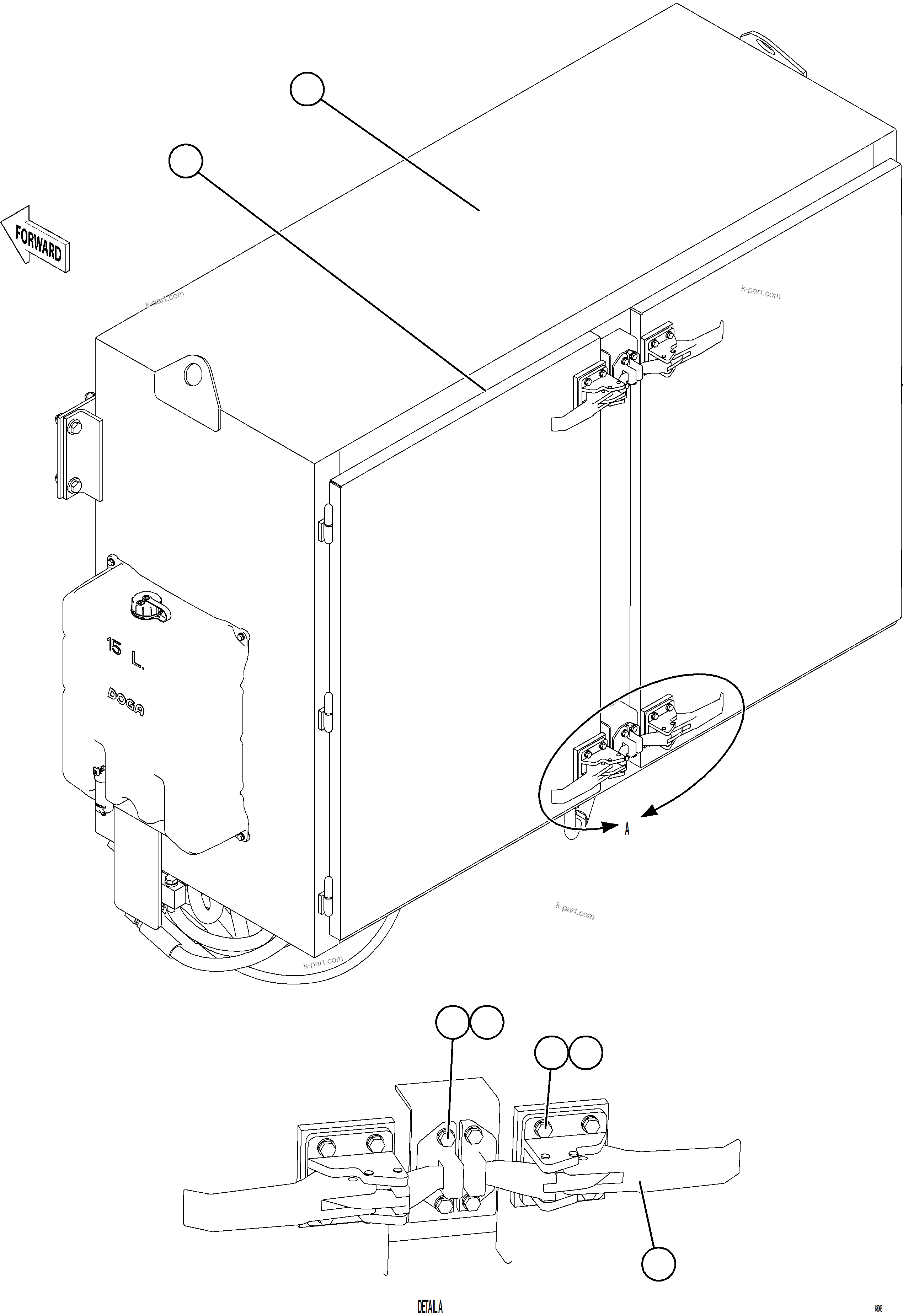 Komatsu parts book diagram for AFE75-BC 980E-5 S/N A50221  KCH: HYDRAULIC BRAKE CABINET STRUCTURE    1/2