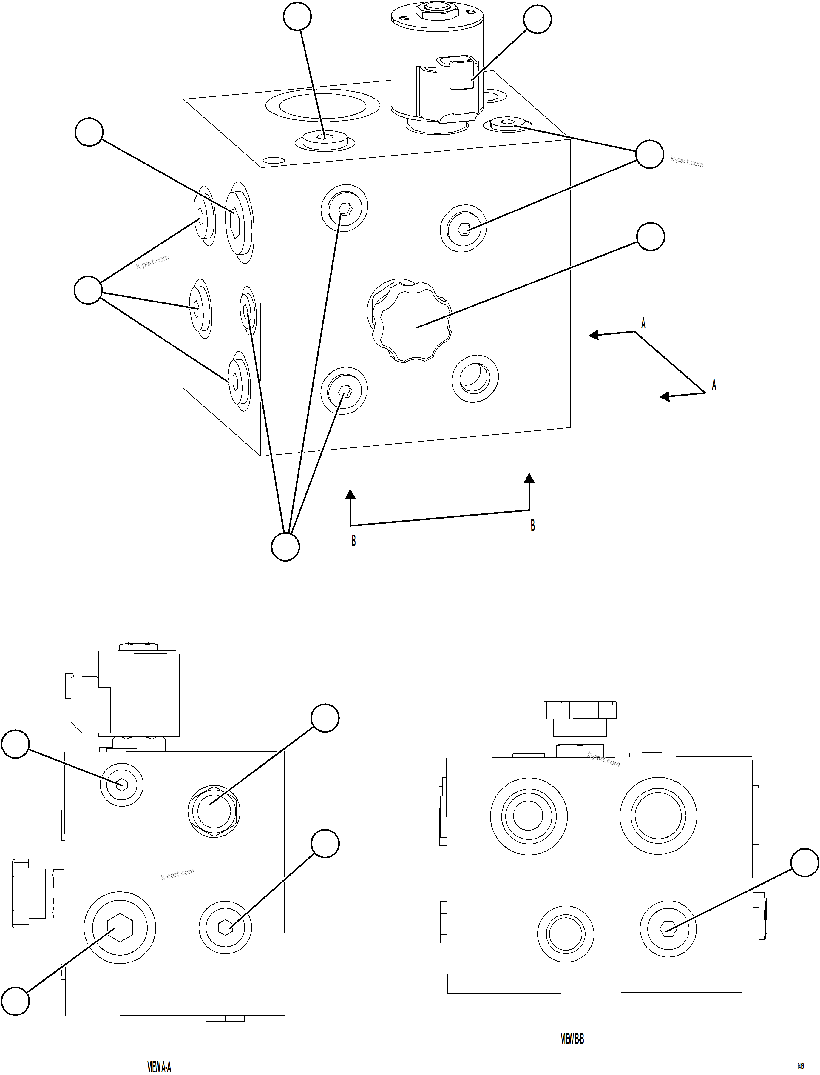 Komatsu parts book diagram for AFE75-BC 980E-5 S/N A50221  KCH: AUXILIARY HYDRAULIC MANIFOLD