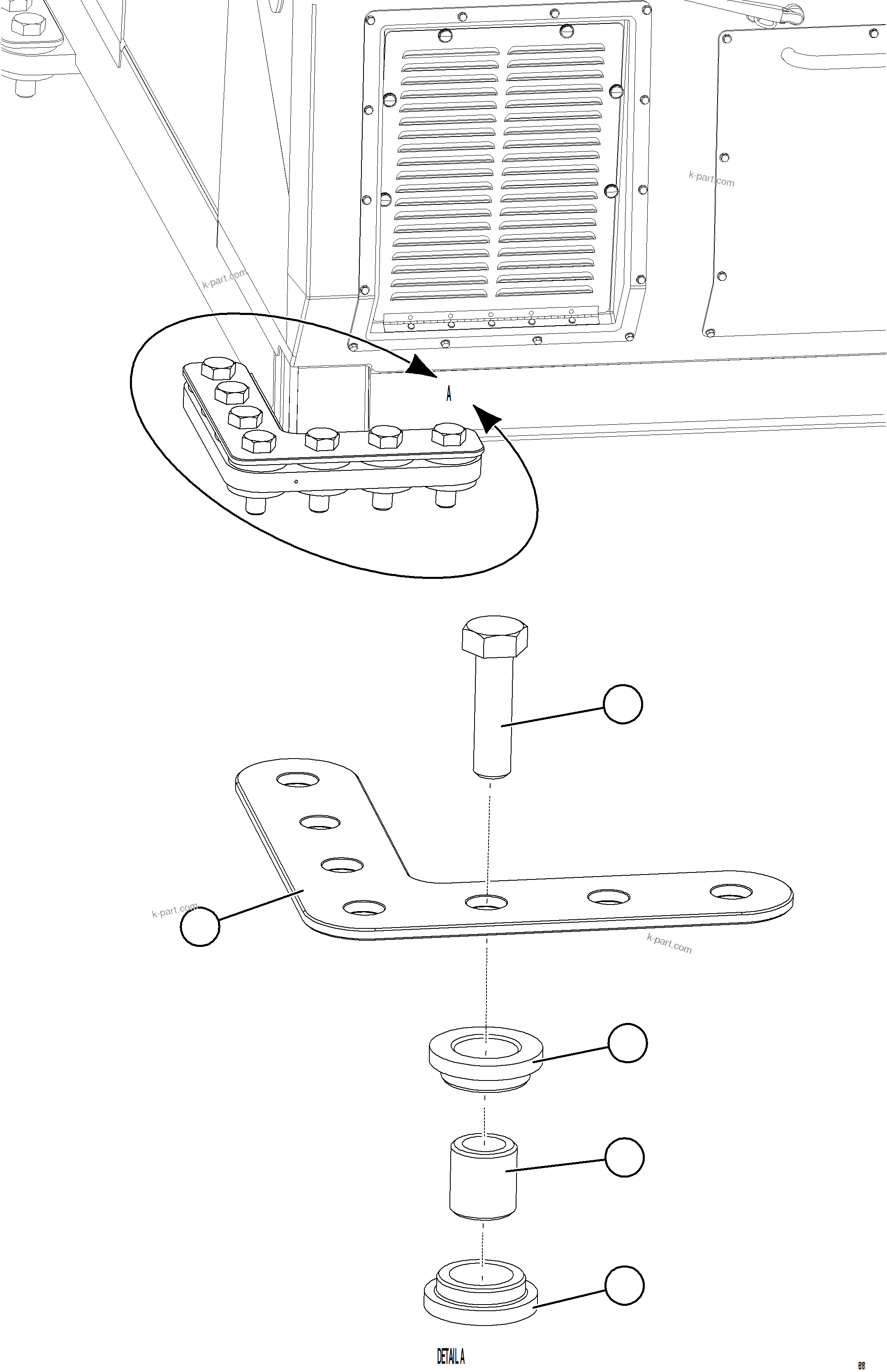 Komatsu parts book diagram for AFE75-BC 980E-5 S/N A50221  KCH: CAB MOUNTING HARDWARE