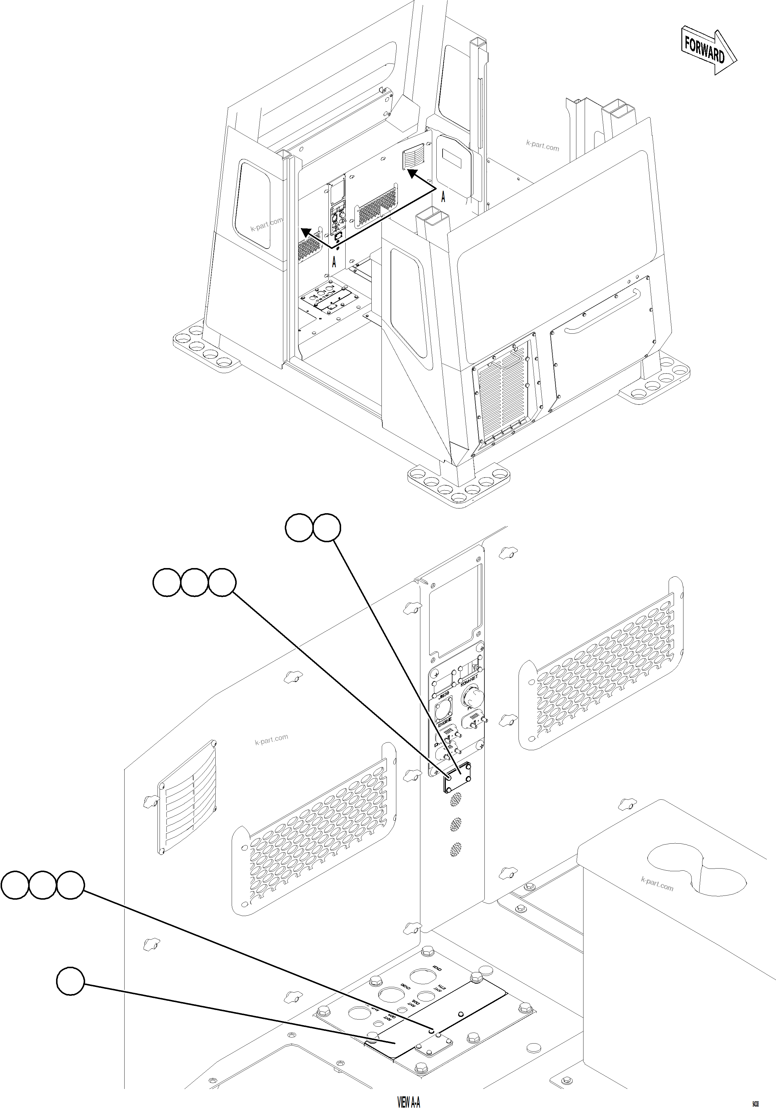 Komatsu parts book diagram for AFE75-BC 980E-5 S/N A50221  KCH: CAB BLANKING PLATES    4/4
