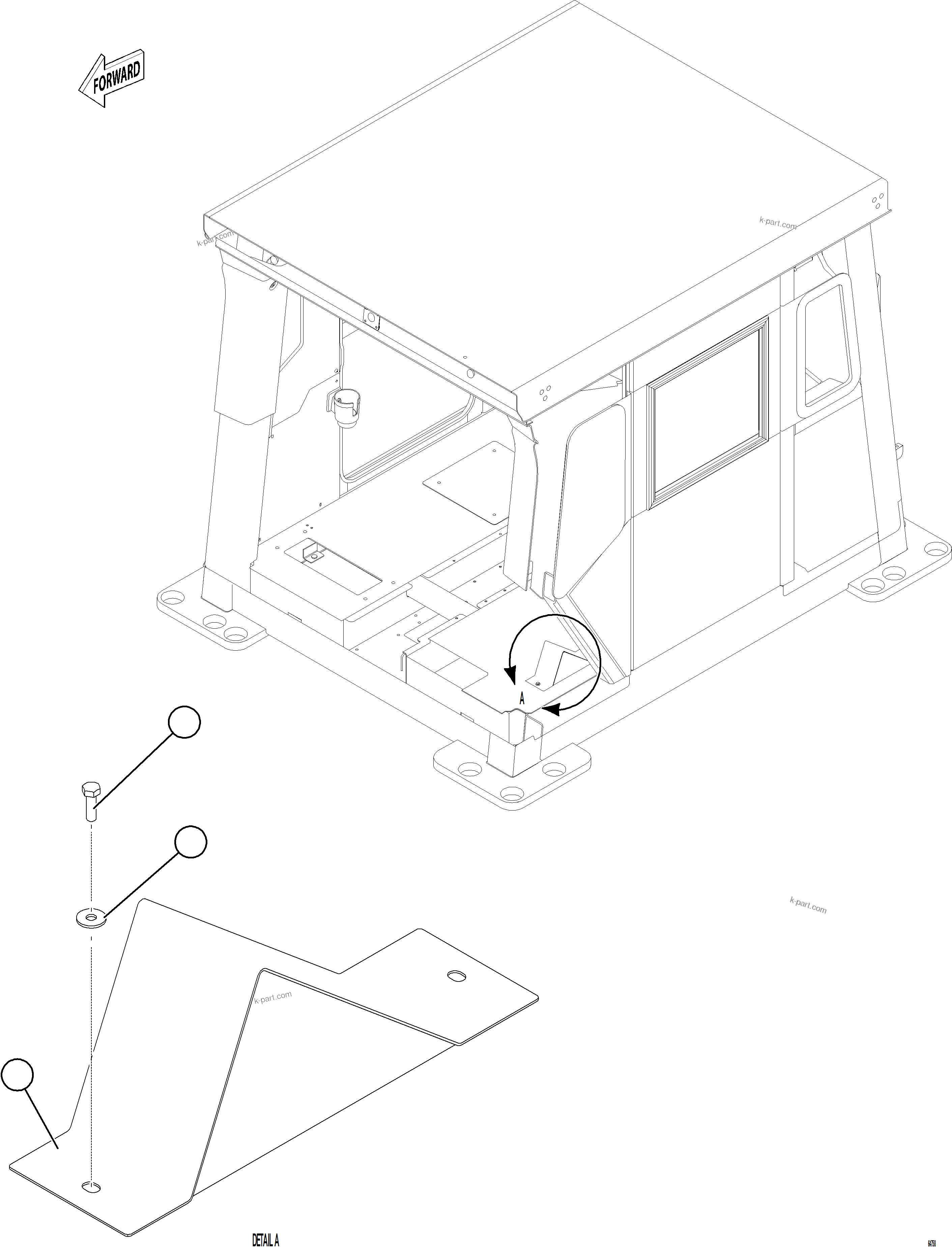 Komatsu parts book diagram for AFE75-BC 980E-5 S/N A50221  KCH: CAB FOOTREST