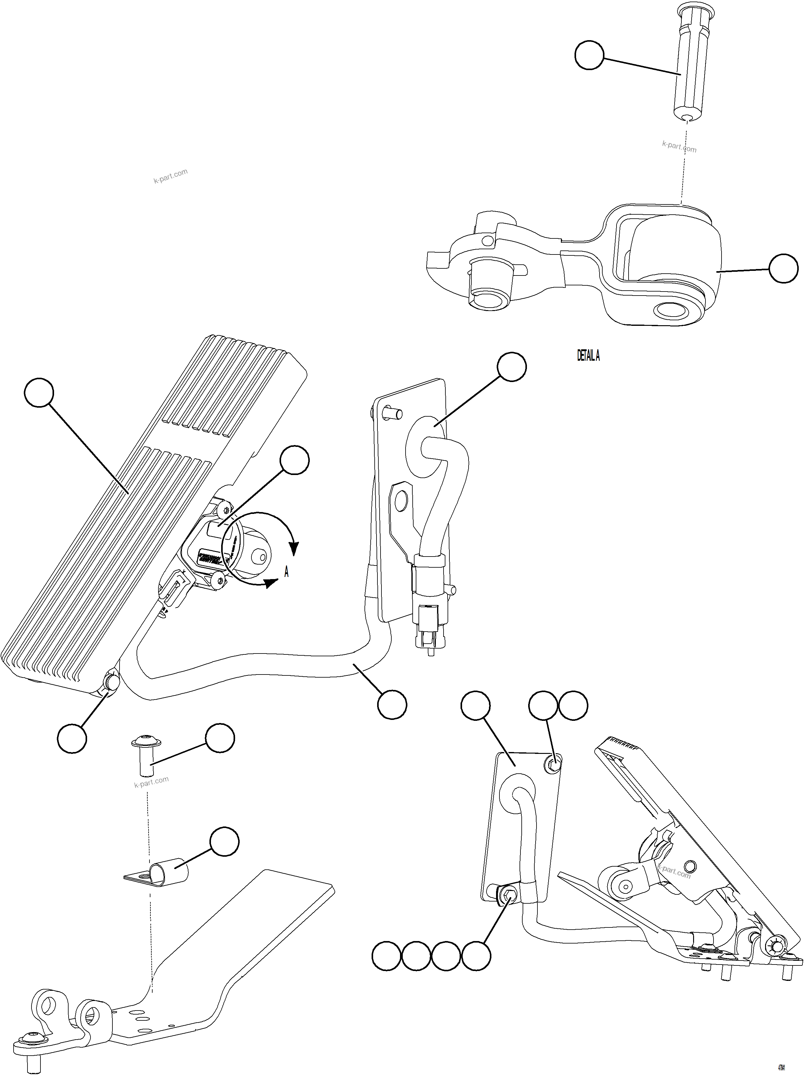 Komatsu parts book diagram for AFE75-BC 980E-5 S/N A50221  KCH: ACCELERATOR PEDAL INSTALLATION