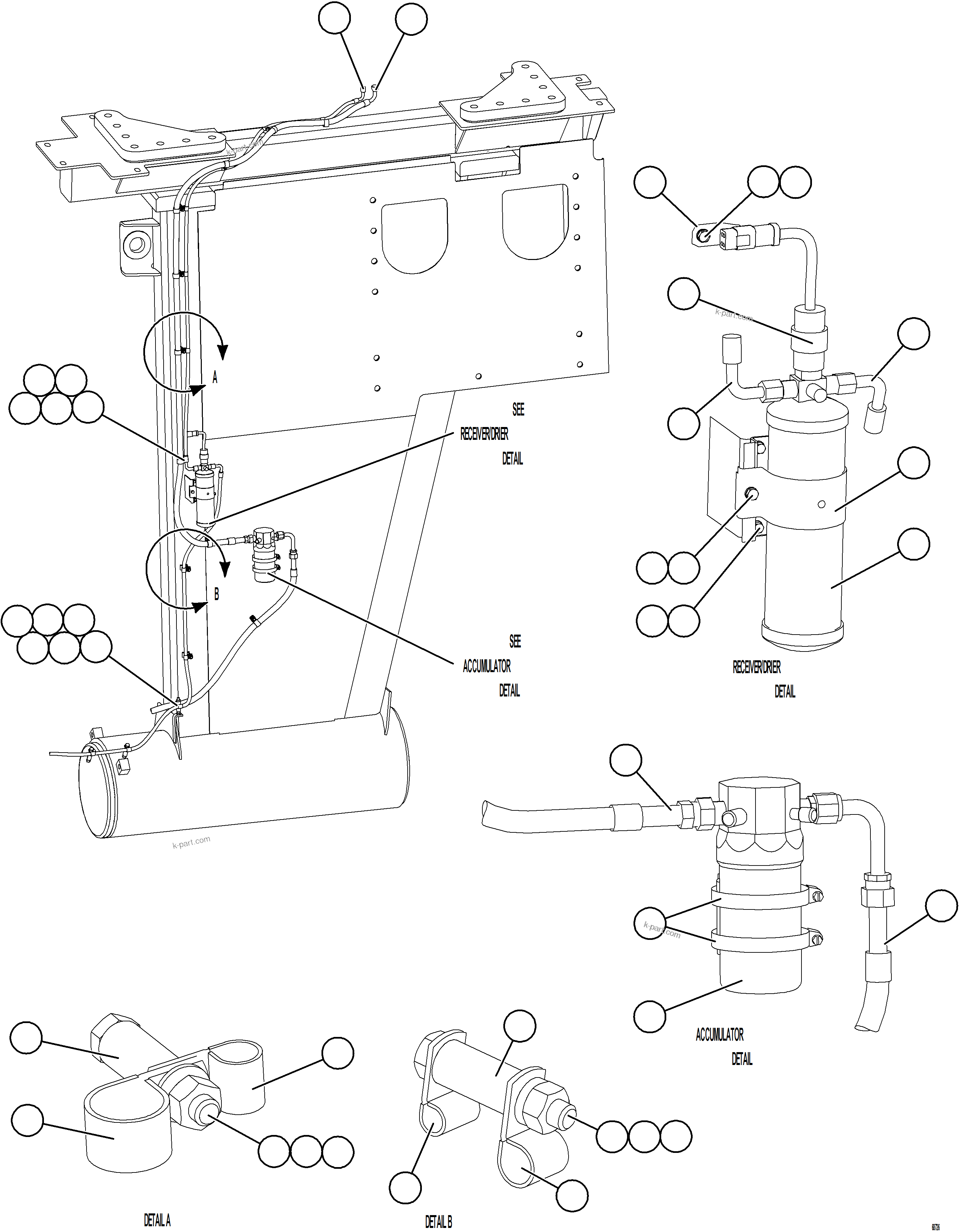 Komatsu parts book diagram for AFE75-BC 980E-5 S/N A50221  KCH: AIR CONDITIONING PIPING    1/3