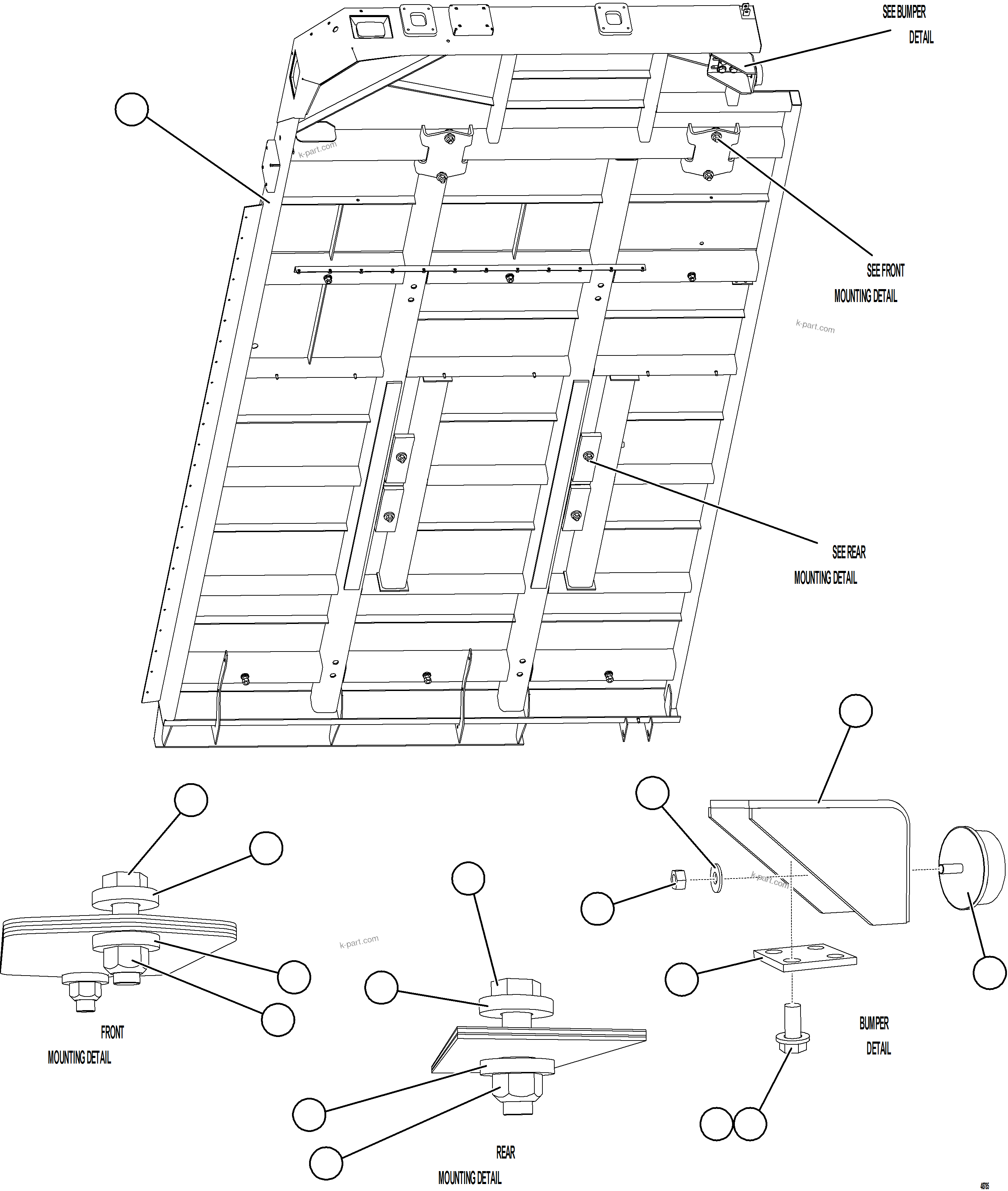 Komatsu parts book diagram for AFE75-BC 980E-5 S/N A50221  KCH: RH DECK INSTALLATION