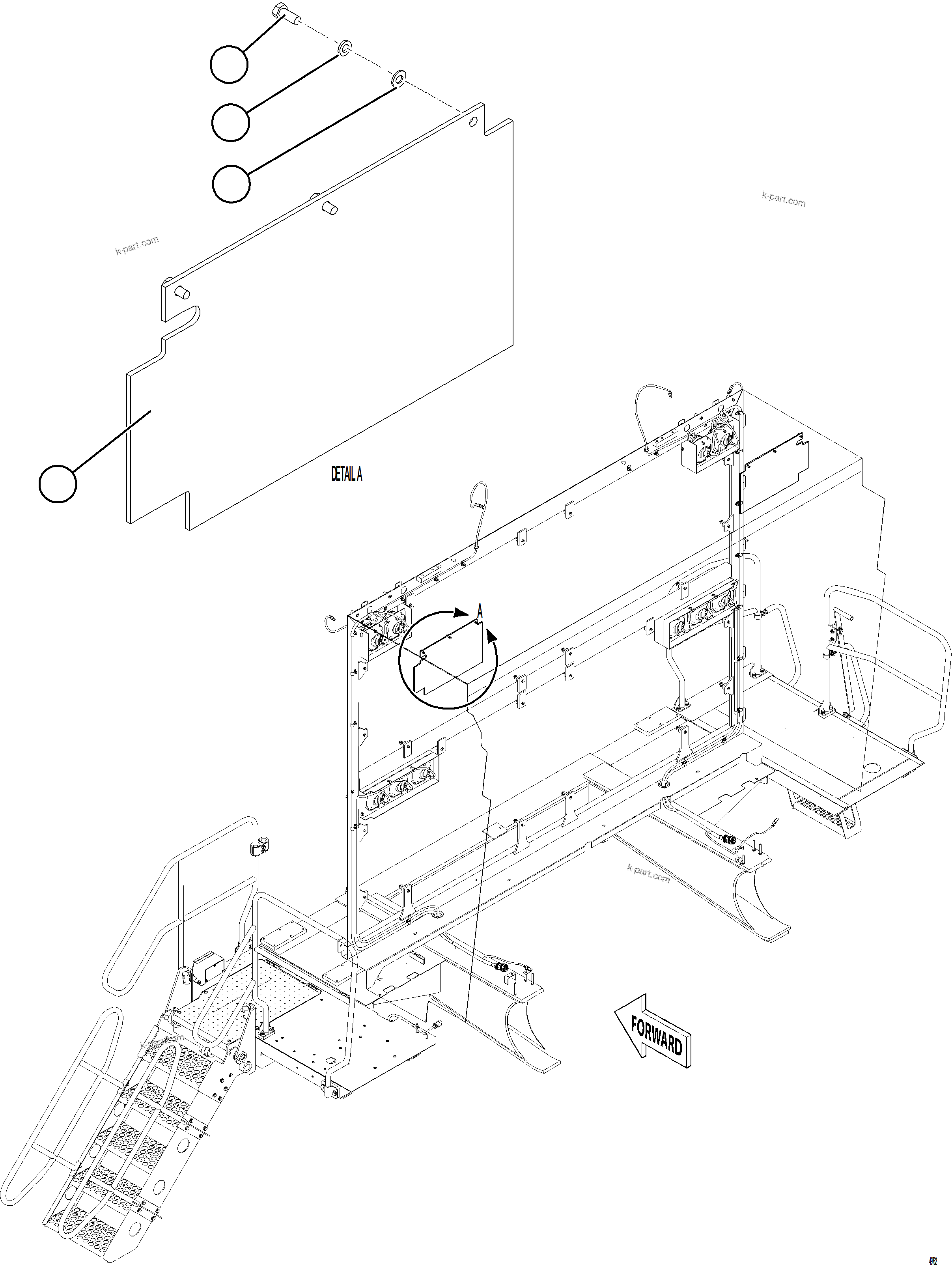 Komatsu parts book diagram for AFE75-BC 980E-5 S/N A50221  KCH: AIR DAM FLAPS