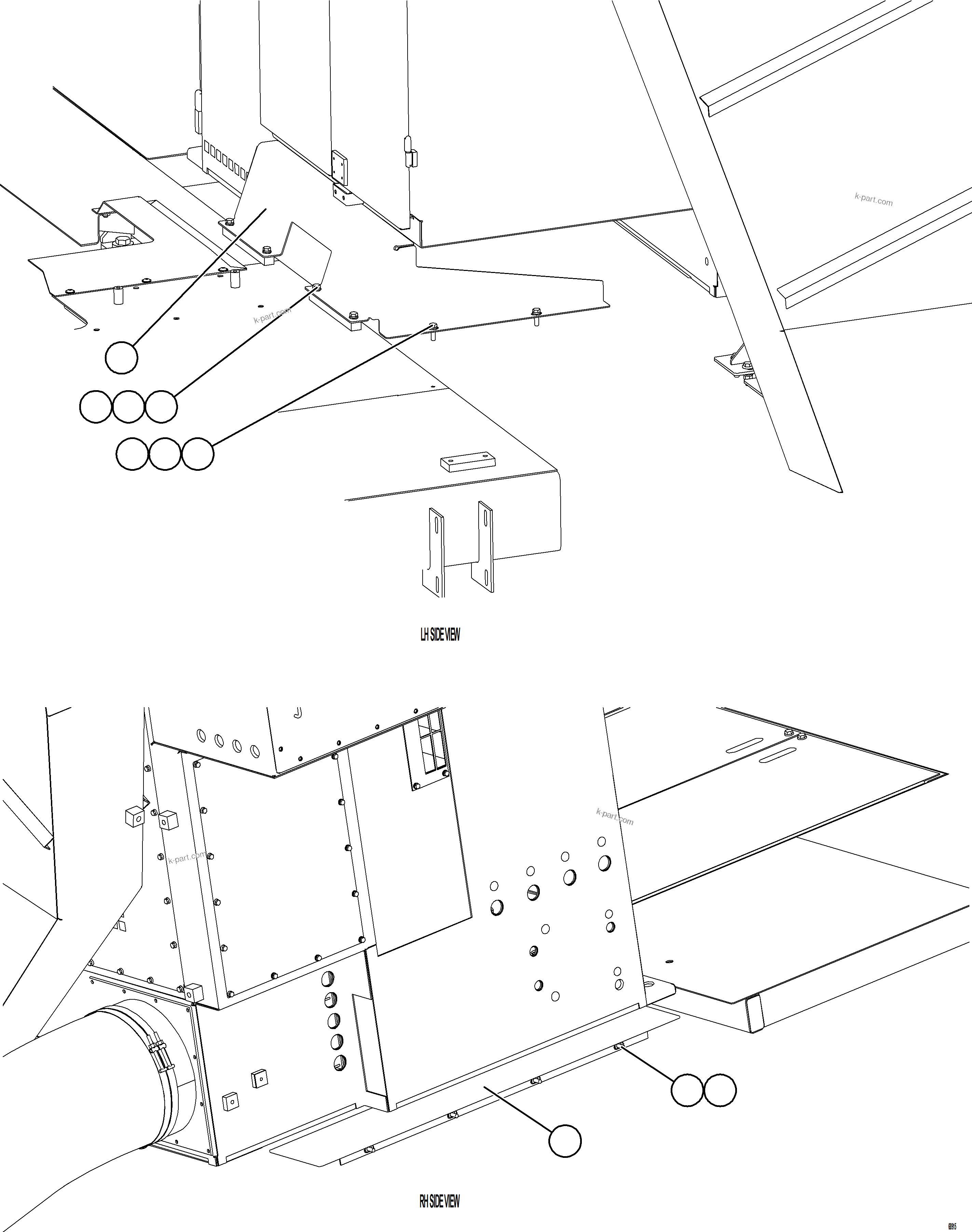 Komatsu parts book diagram for AFE75-BC 980E-5 S/N A50221  KCH: LH DECK COVERS    2/2