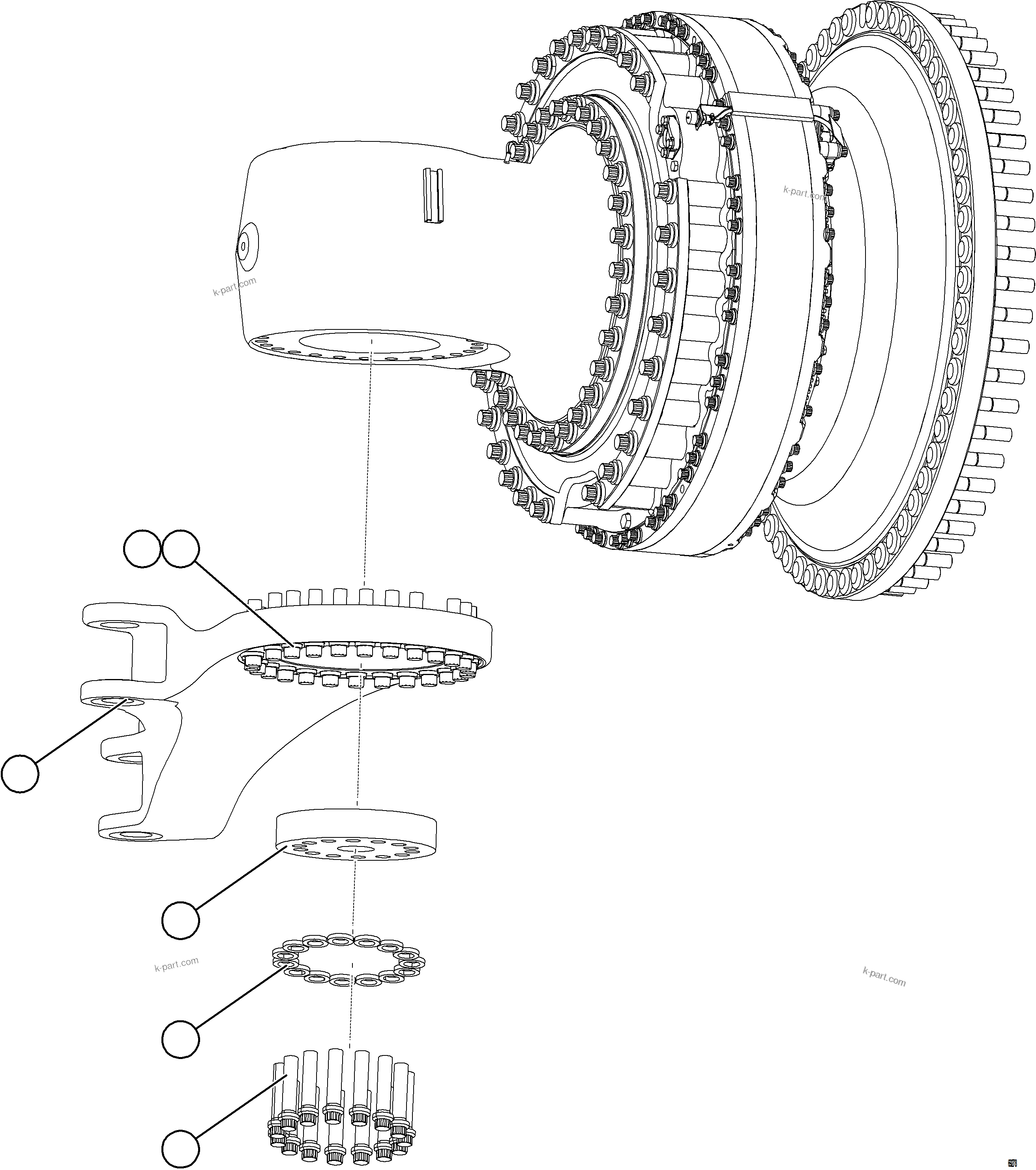 Komatsu parts book diagram for AFE75-BC 980E-5 S/N A50221  KCH: STEERING ARM INSTALLATION