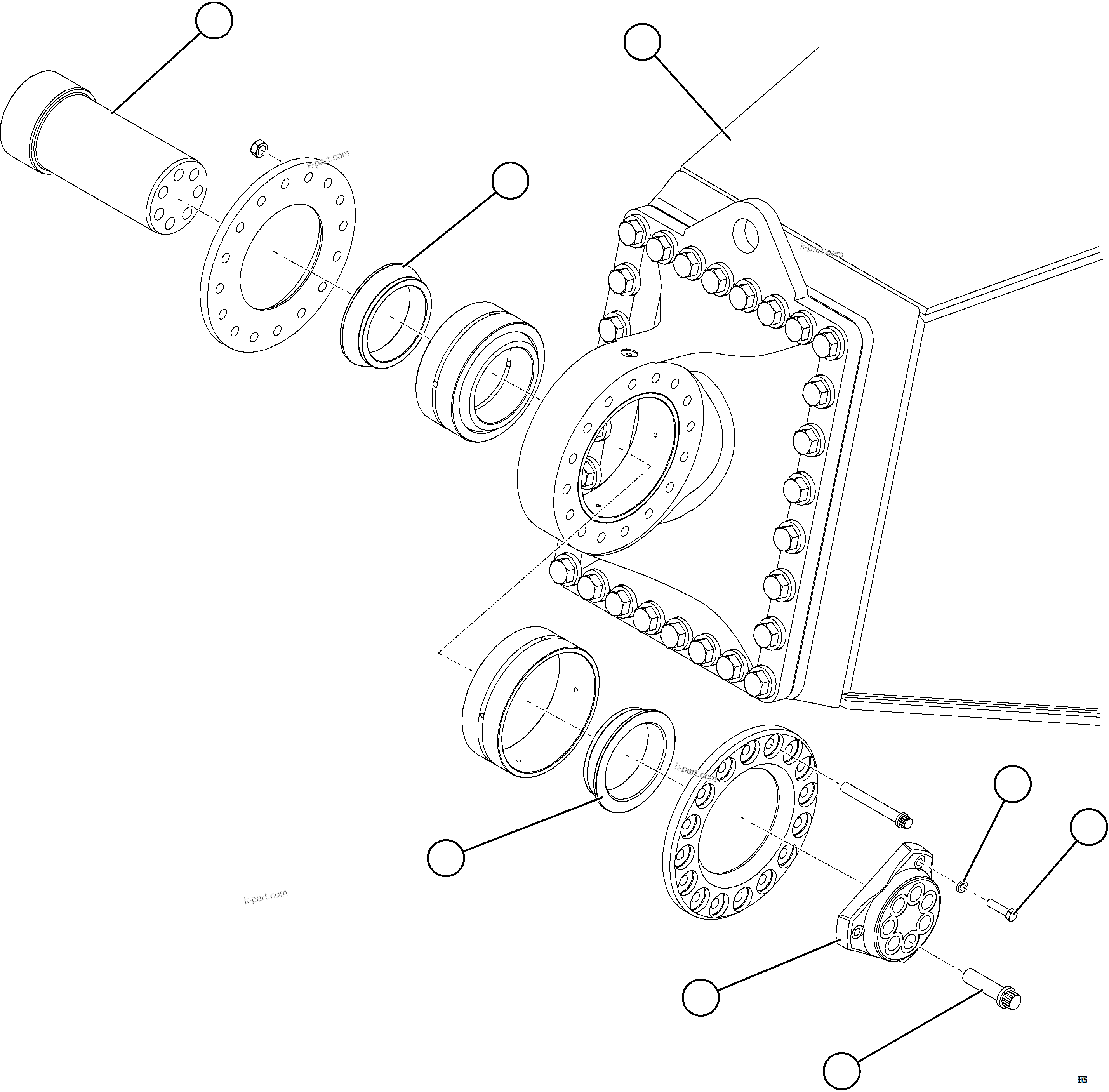 Komatsu parts book diagram for AFE75-BC 980E-5 S/N A50221  KCH: REAR AXLE HOUSING INSTALLATION