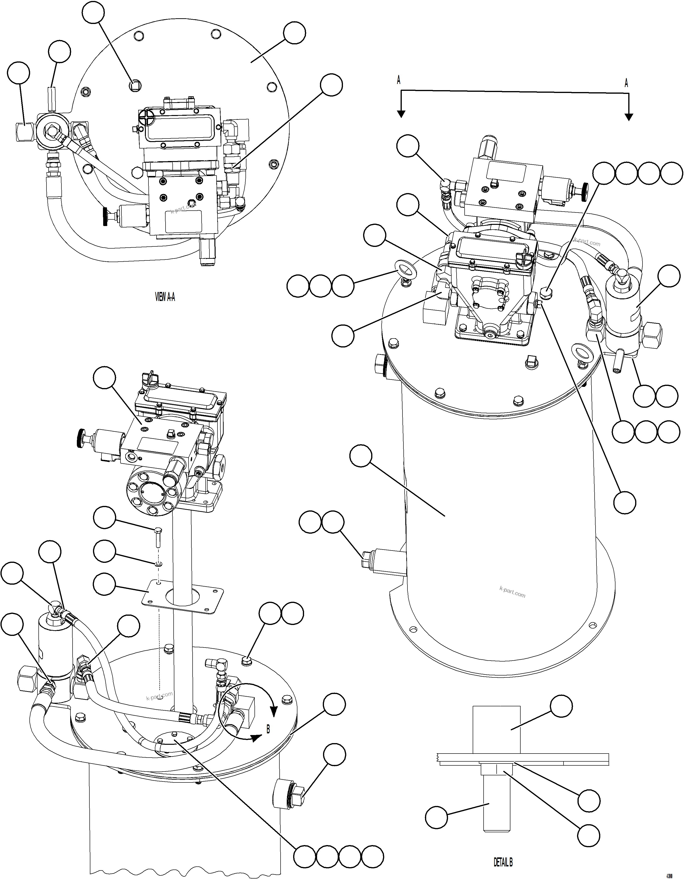 Komatsu parts book diagram for AFE75-BC 980E-5 S/N A50221  KCH: LUBE PUMP/CONTAINER ASSEMBLY