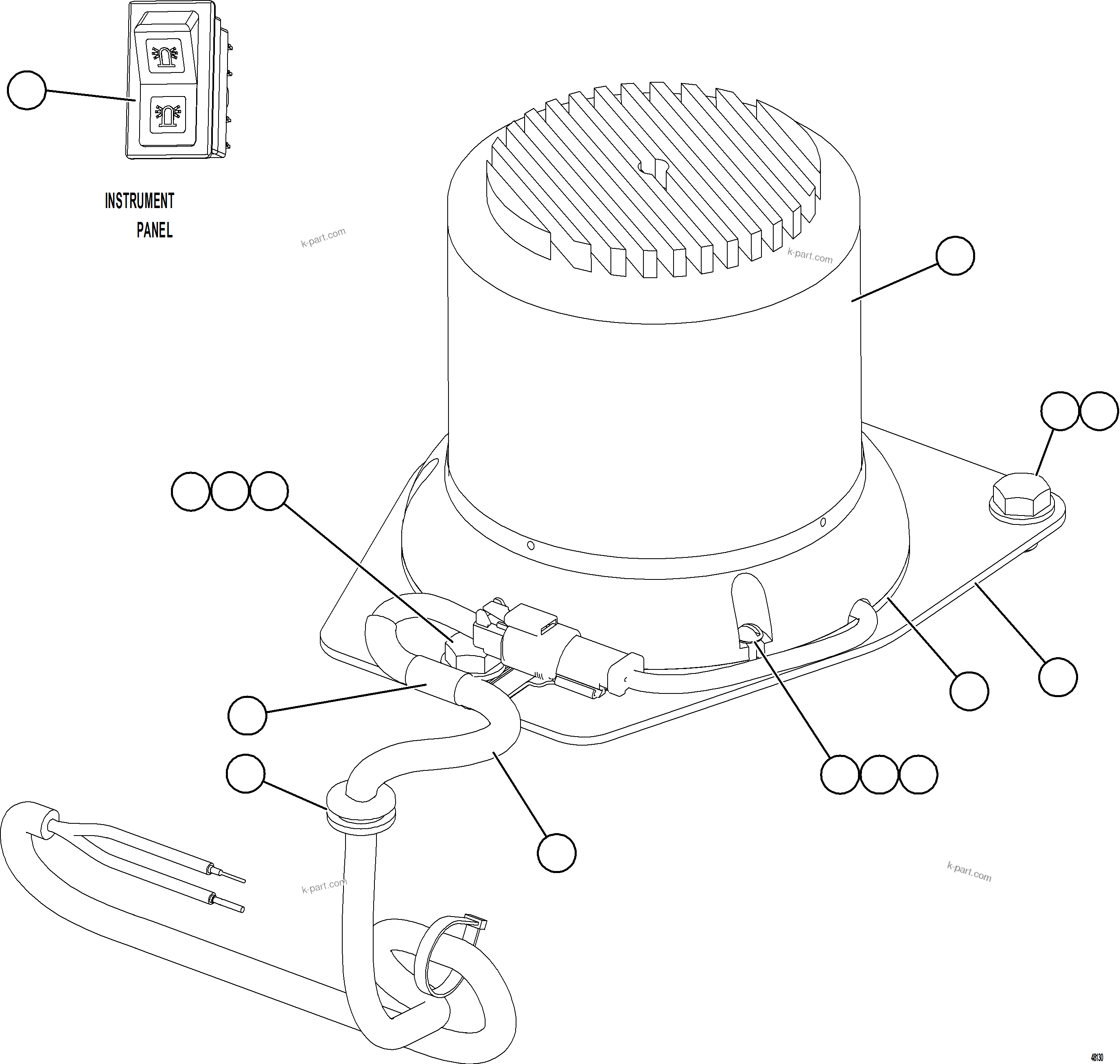 Komatsu parts book diagram for AFE75-BC 980E-5 S/N A50221  KCH: ROTATING BEACON