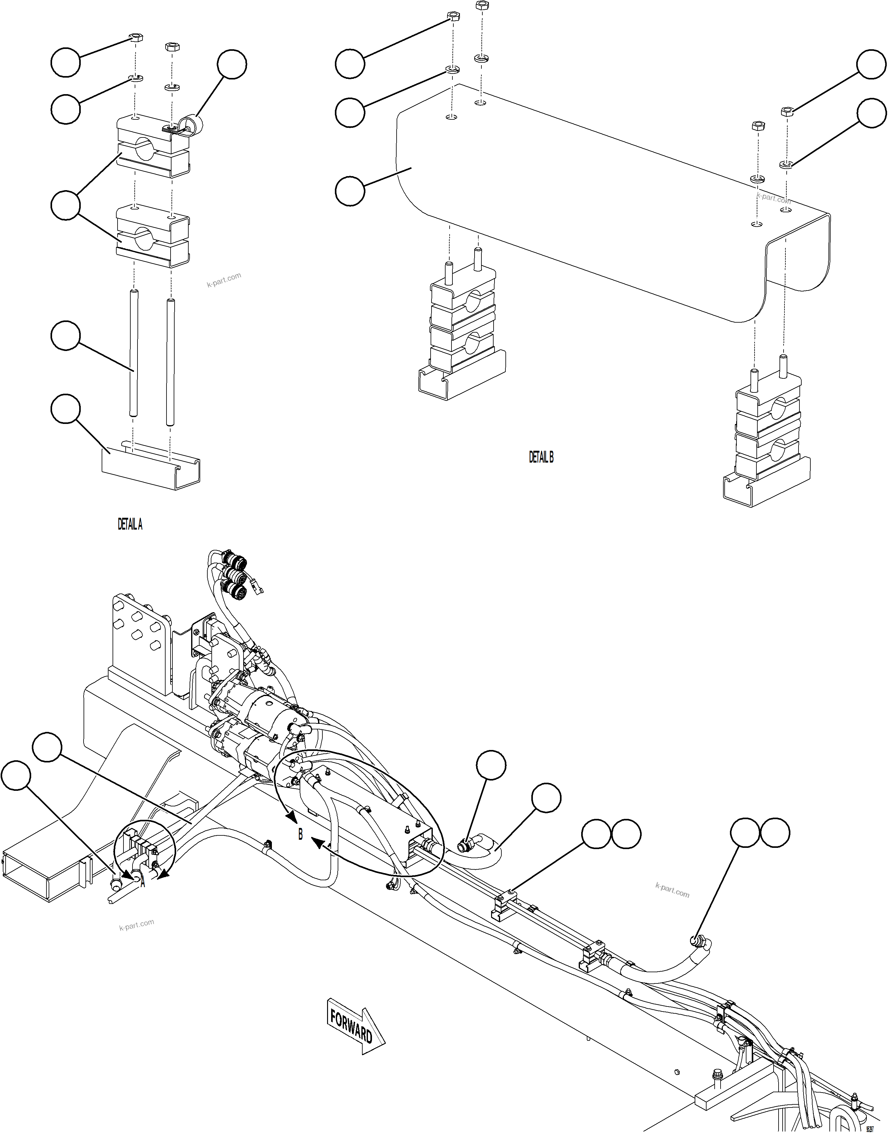 Komatsu parts book diagram for AFE75-BK 980E-5 S/N A50255 - A50256,A50257,A50260 - A50269,A50271 - A50273  KNA: FUEL SYSTEM PIPING    4/4