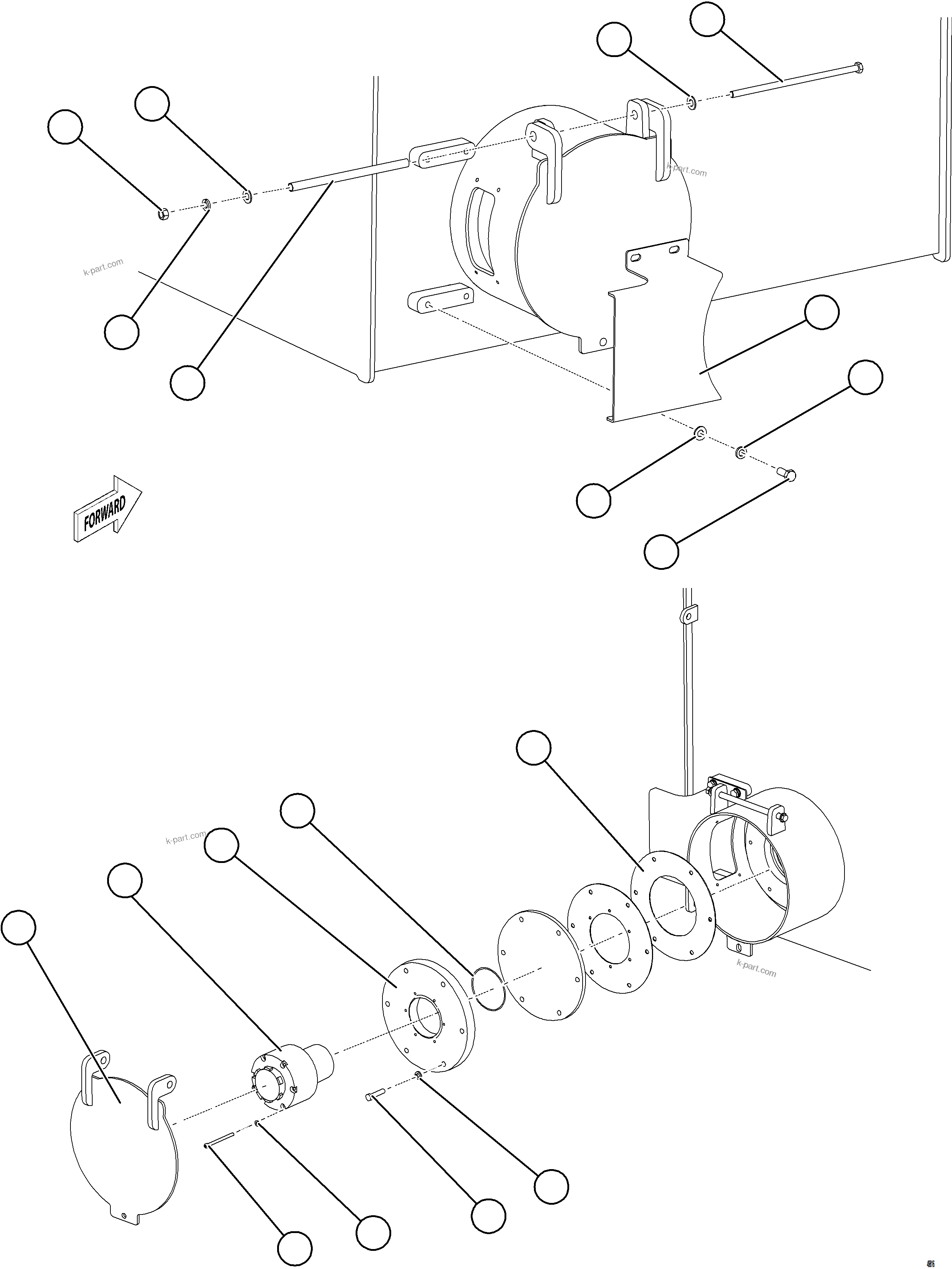 Komatsu parts book diagram for AFE75-BK 980E-5 S/N A50255 - A50256,A50257,A50260 - A50269,A50271 - A50273  KNA: FUEL TANK REMOTE FILL - RH