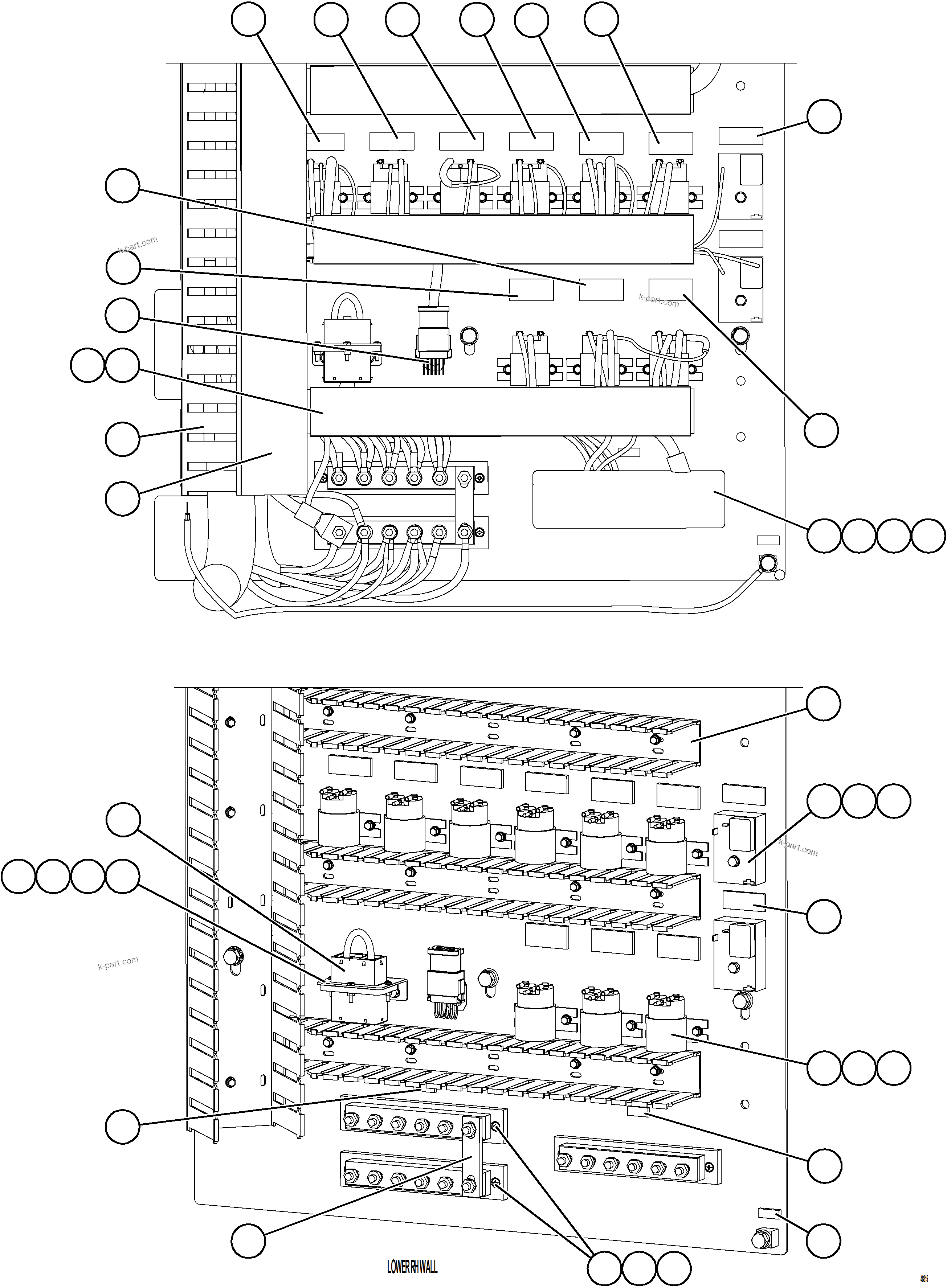 Komatsu parts book diagram for AFE75-BK 980E-5 S/N A50255 - A50256,A50257,A50260 - A50269,A50271 - A50273  KNA: AUXILIARY CONTROL CABINET - RH WALL    2/2