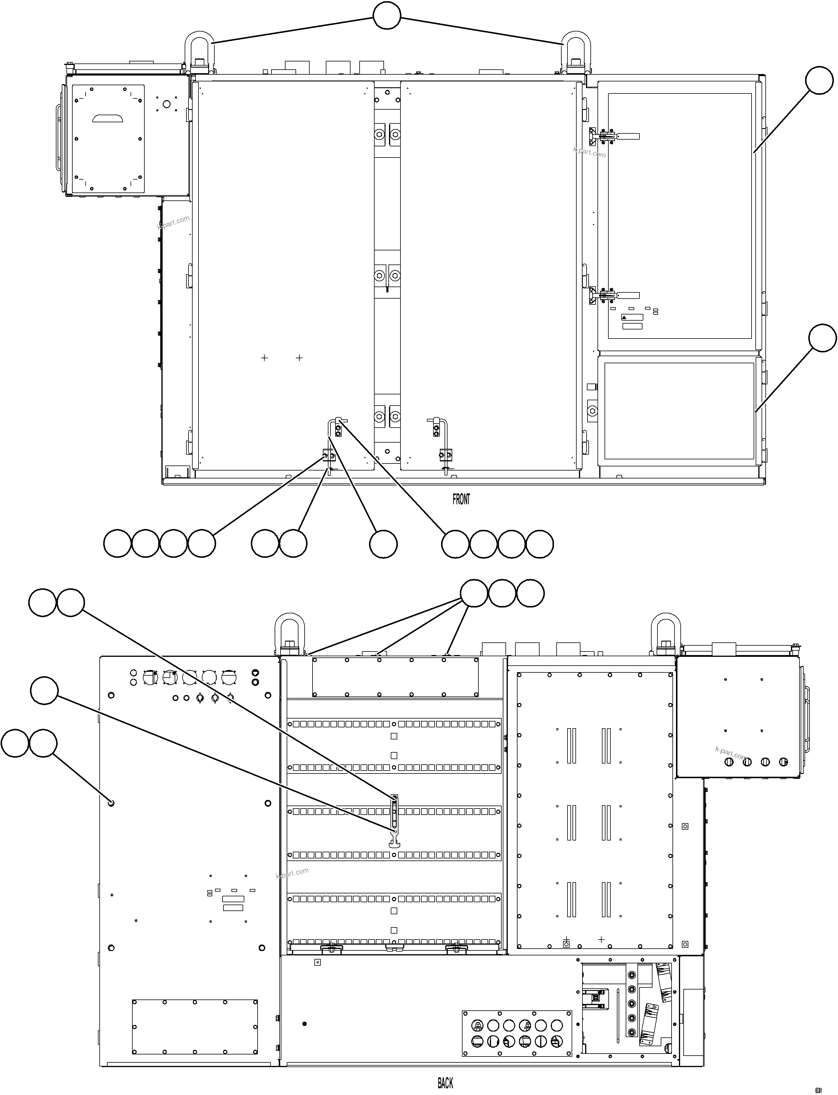Komatsu parts book diagram for AFE75-BK 980E-5 S/N A50255 - A50256,A50257,A50260 - A50269,A50271 - A50273  KNA: CONTROL CABINET    1/17