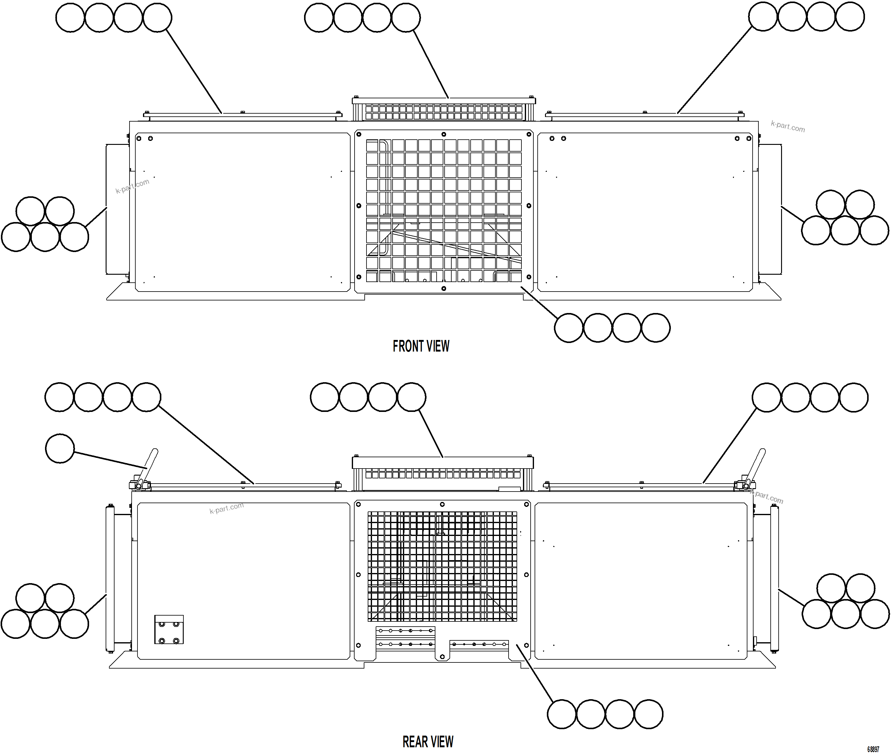 Komatsu parts book diagram for AFE75-BK 980E-5 S/N A50255 - A50256,A50257,A50260 - A50269,A50271 - A50273  KNA: RETARDING GRID    3/3