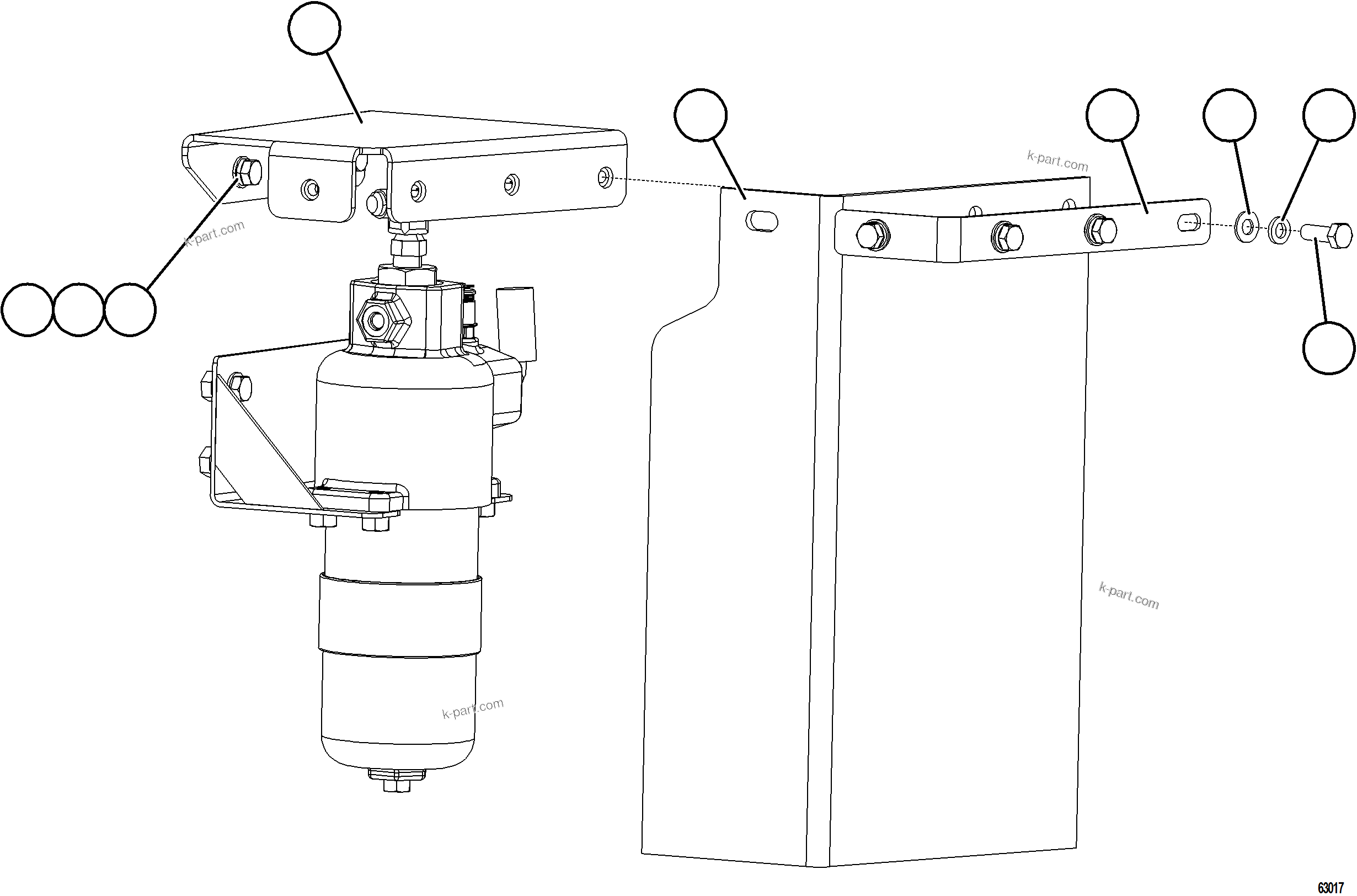 Komatsu parts book diagram for AFE75-BK 980E-5 S/N A50255 - A50256,A50257,A50260 - A50269,A50271 - A50273  KNA: STEERING HYDRAULIC FILTER COVER