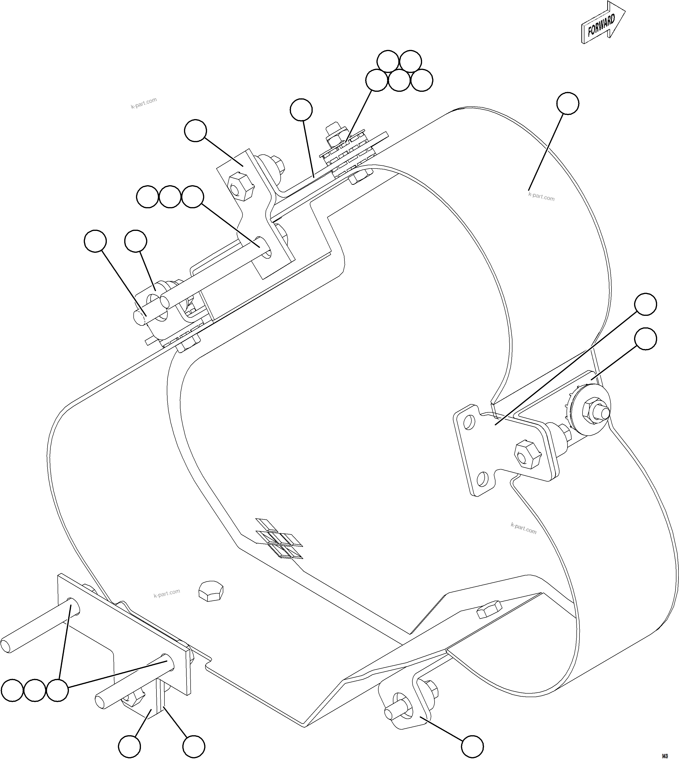 Komatsu parts book diagram for AFE75-BK 980E-5 S/N A50255 - A50256,A50257,A50260 - A50269,A50271 - A50273  KNA: ALTERNATOR GUARD ASSEMBLY