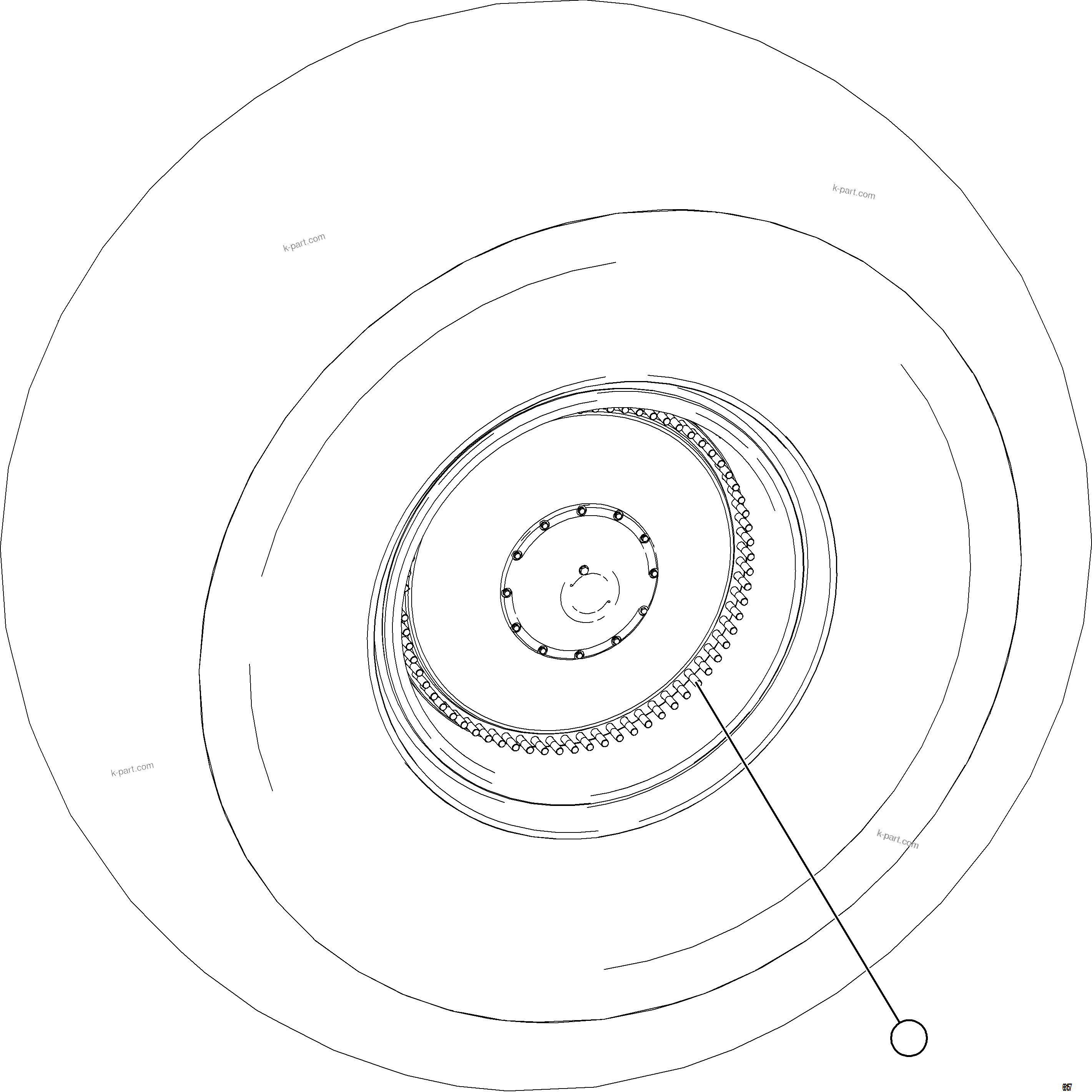 Komatsu parts book diagram for AFE75-BK 980E-5 S/N A50255 - A50256,A50257,A50260 - A50269,A50271 - A50273  KNA: FRONT WHEEL INSTALLATION