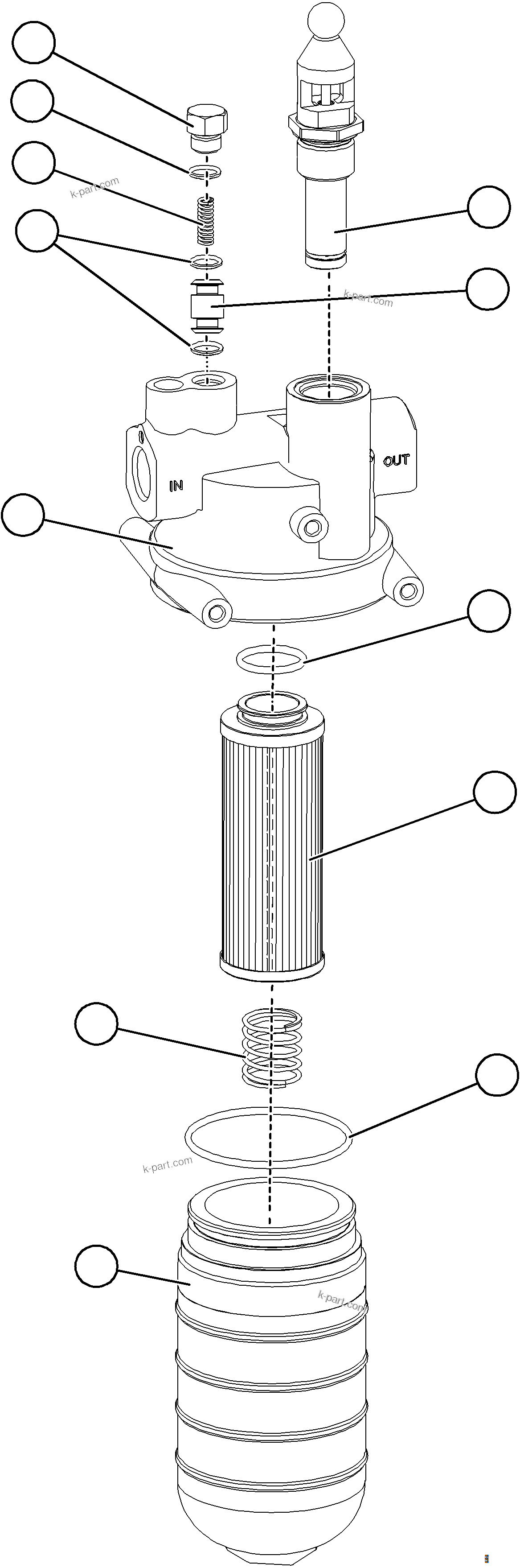 Komatsu parts book diagram for AFE75-BK 980E-5 S/N A50255 - A50256,A50257,A50260 - A50269,A50271 - A50273  KNA: AUTO LUBE FILTER ASSEMBLY