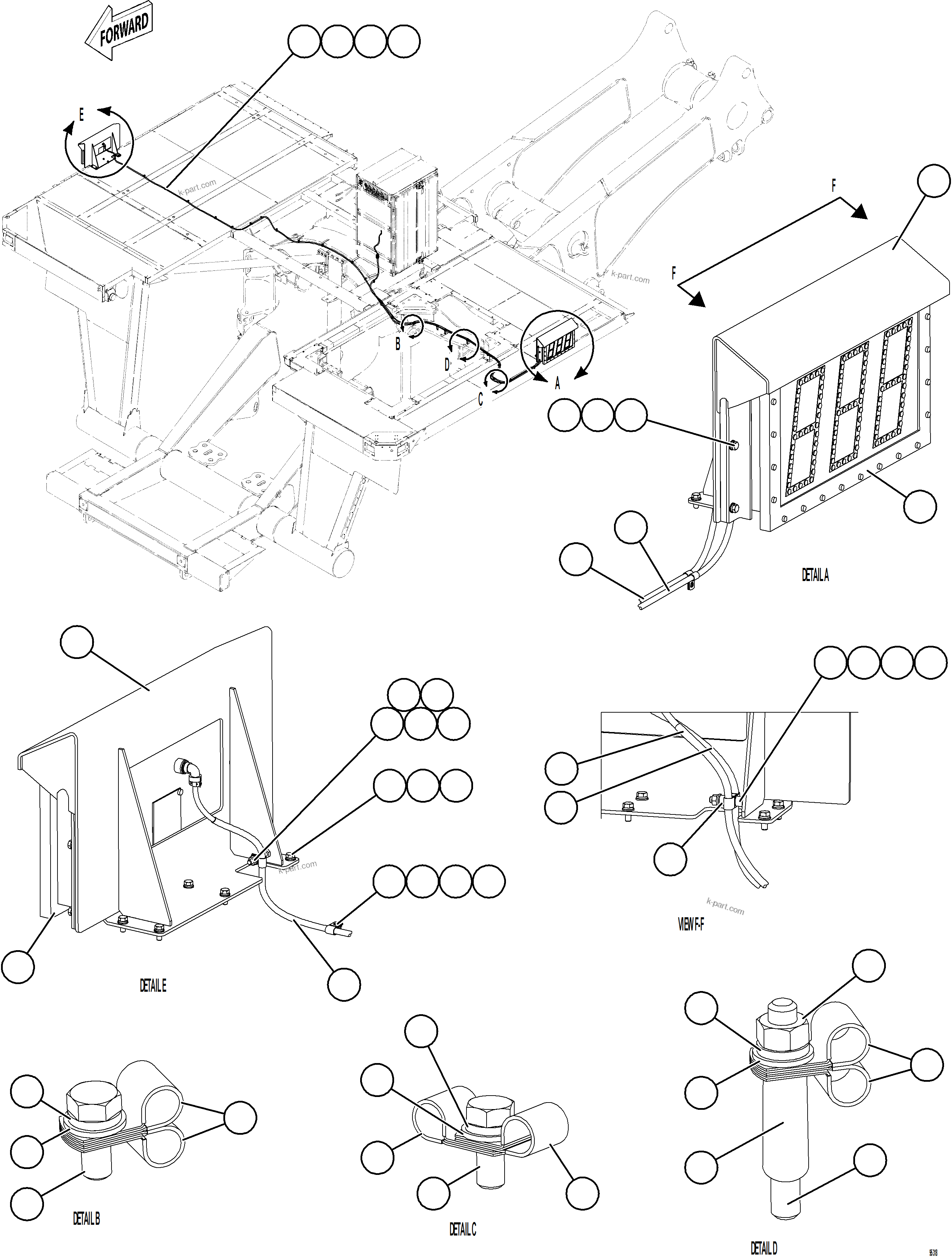 Komatsu parts book diagram for AFE75-BK 980E-5 S/N A50255 - A50256,A50257,A50260 - A50269,A50271 - A50273  KNA: PLM SCOREBOARD