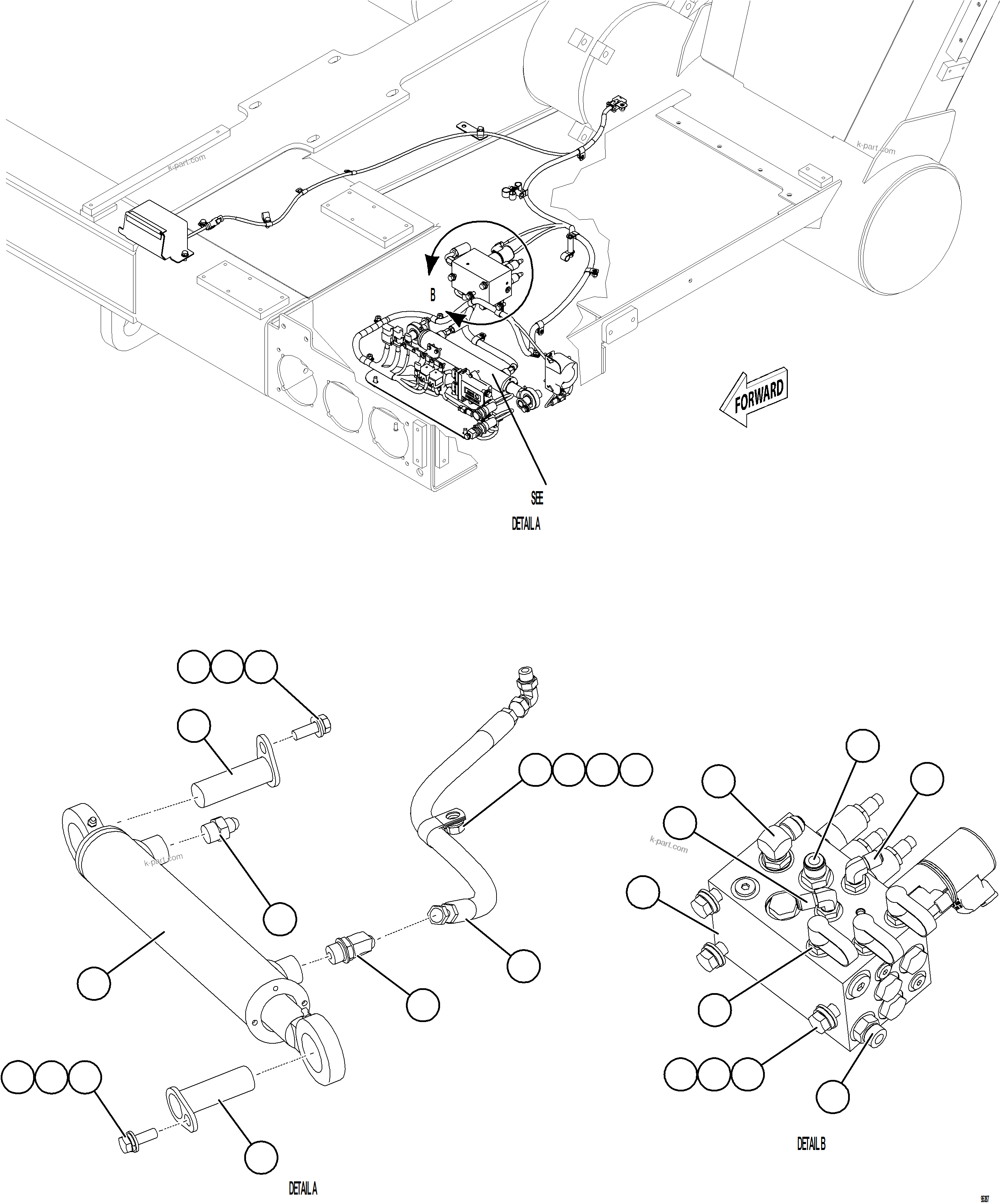 Komatsu parts book diagram for AFE75-BK 980E-5 S/N A50255 - A50256,A50257,A50260 - A50269,A50271 - A50273  KNA: PLATFORM ASSEMBLY    2/3