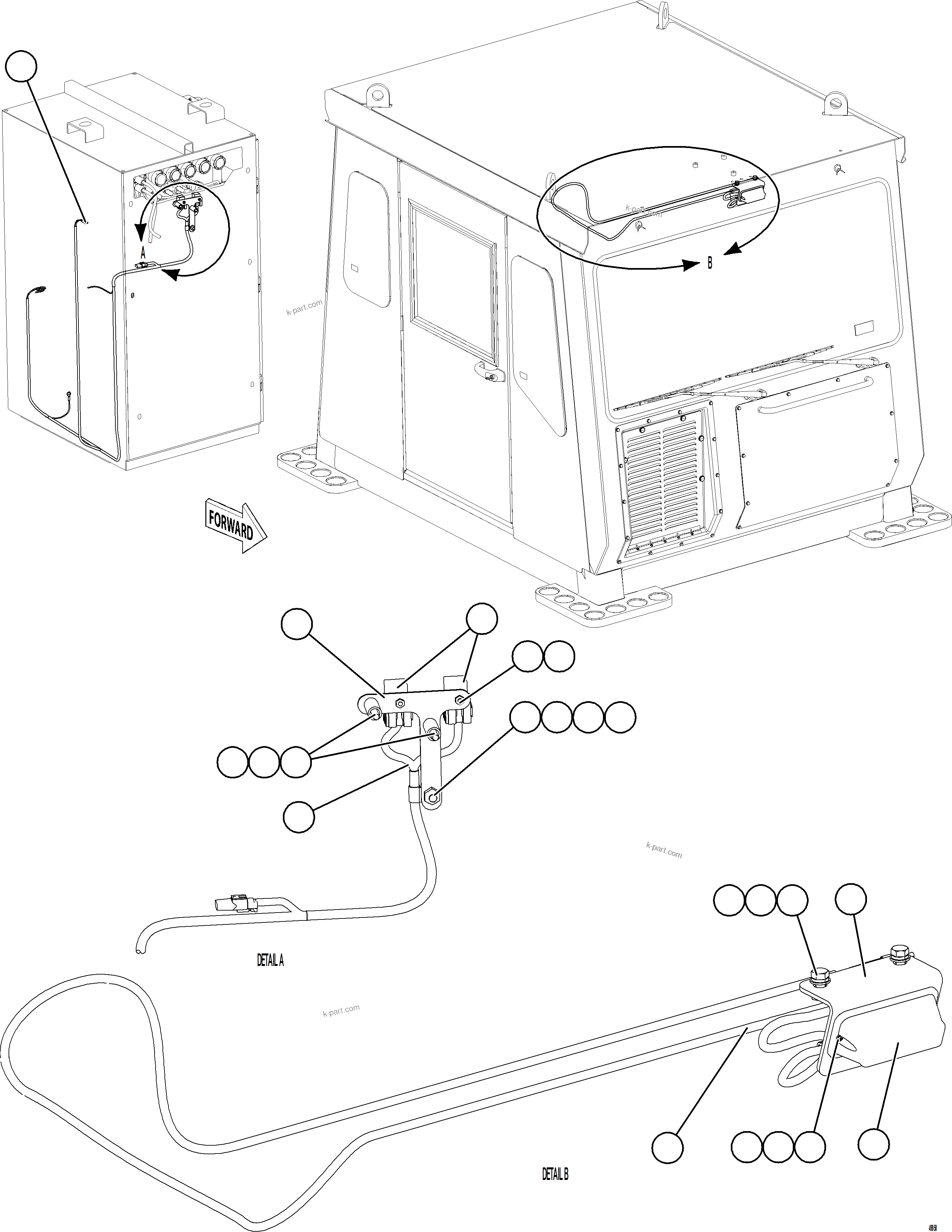 Komatsu parts book diagram for AFE75-BK 980E-5 S/N A50255 - A50256,A50257,A50260 - A50269,A50271 - A50273  KNA: PARKING BRAKE STROBE LIGHT