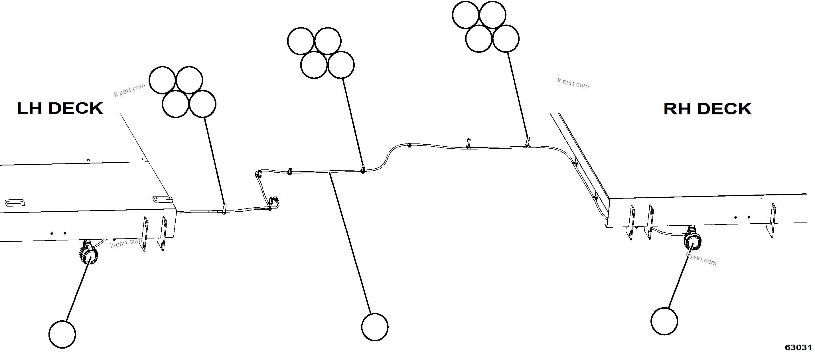 Komatsu parts book diagram for AFE75-BK 980E-5 S/N A50255 - A50256,A50257,A50260 - A50269,A50271 - A50273  KNA: HYDRAULIC TANK / FUEL TANK FLOODLIGHTS
