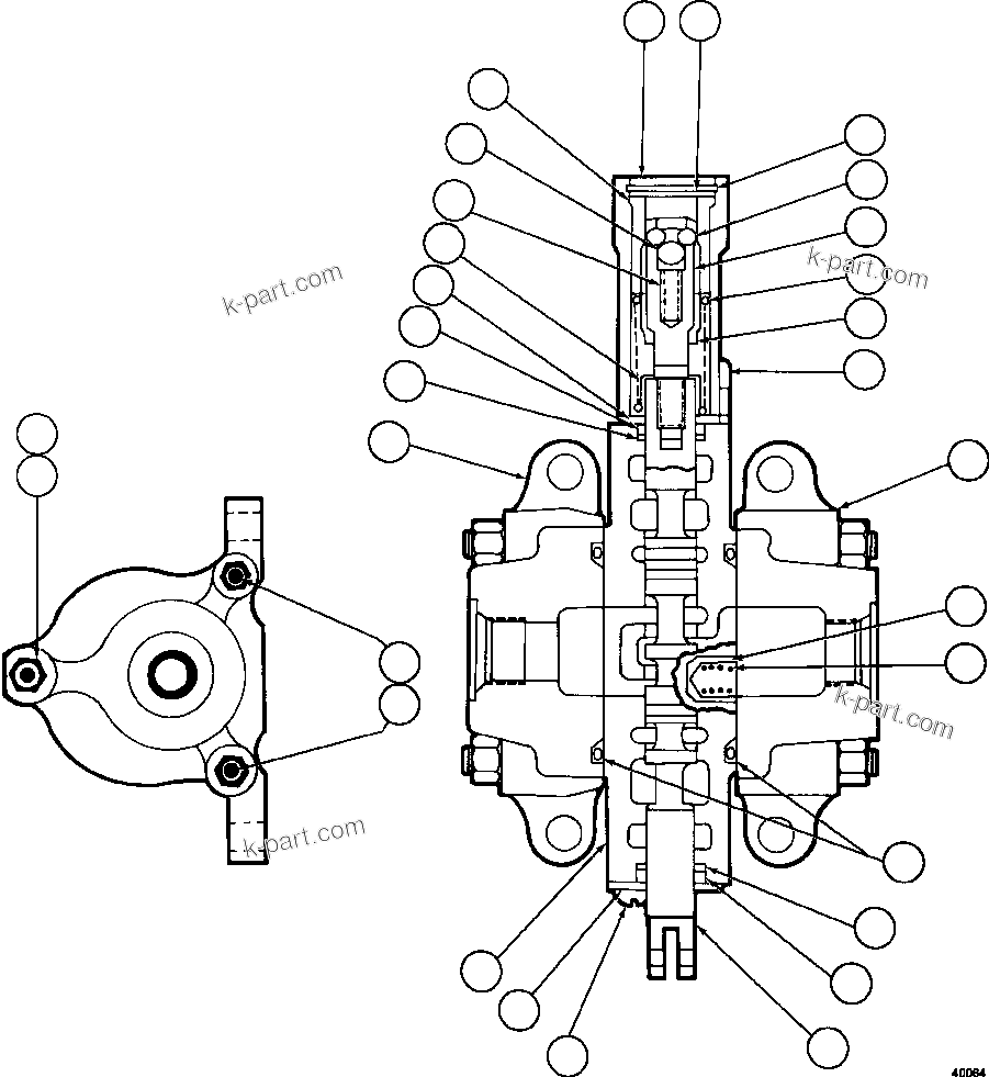 Komatsu parts book diagram for AFE75-BM 980E-5 S/N A50270,A50276  KNA: HOIST PILOT VALVE ASSEMBLY