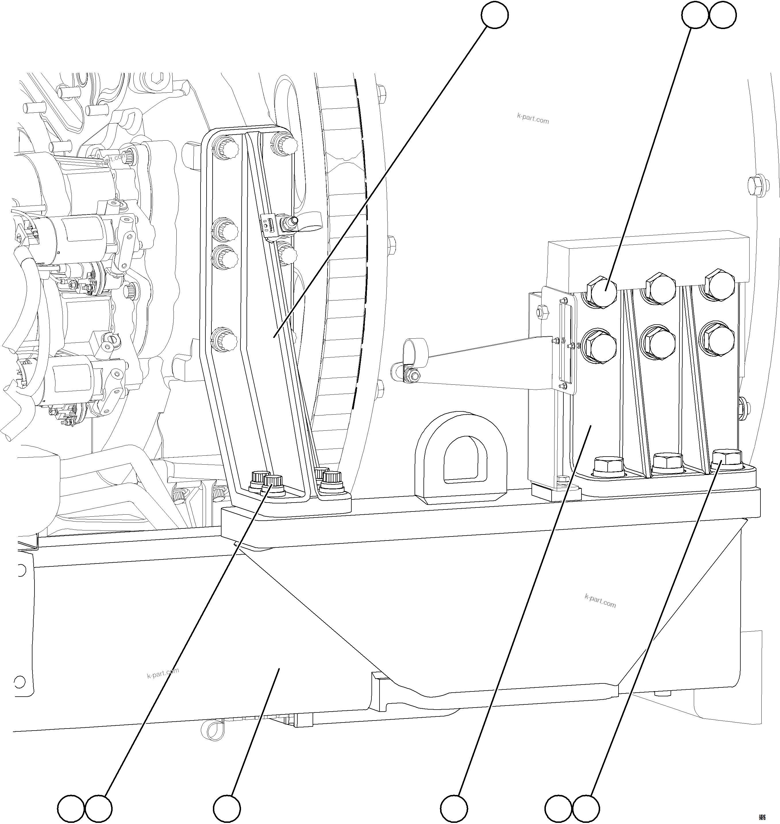 Komatsu parts book diagram for AFE75-V 980E-5 S/N A50069 - A50070  ANTAPACCAY: ENGINE CRADLE INSTALLATION