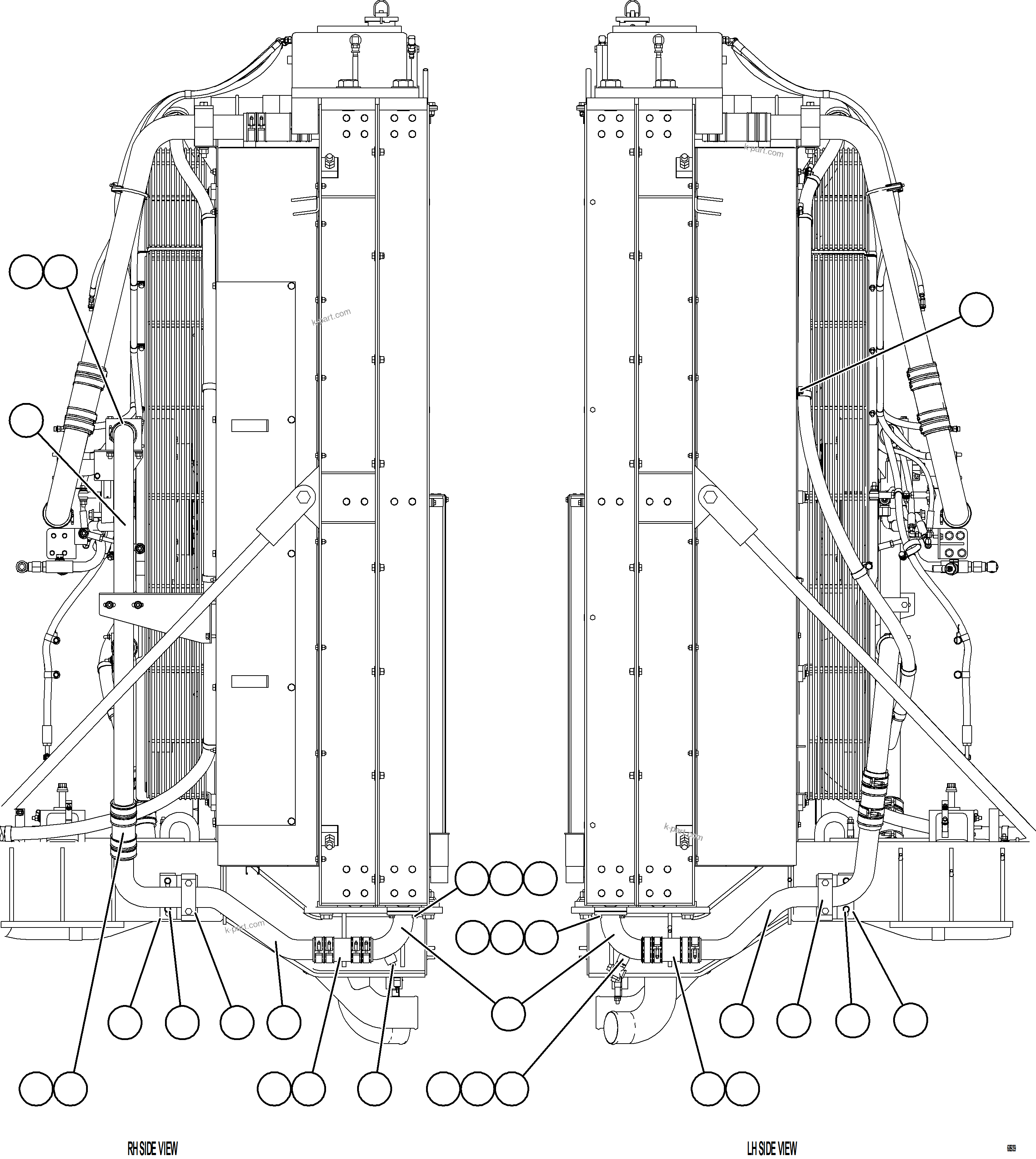 Komatsu parts book diagram for AFE75-V 980E-5 S/N A50069 - A50070  ANTAPACCAY: RADIATOR PIPING    4/5
