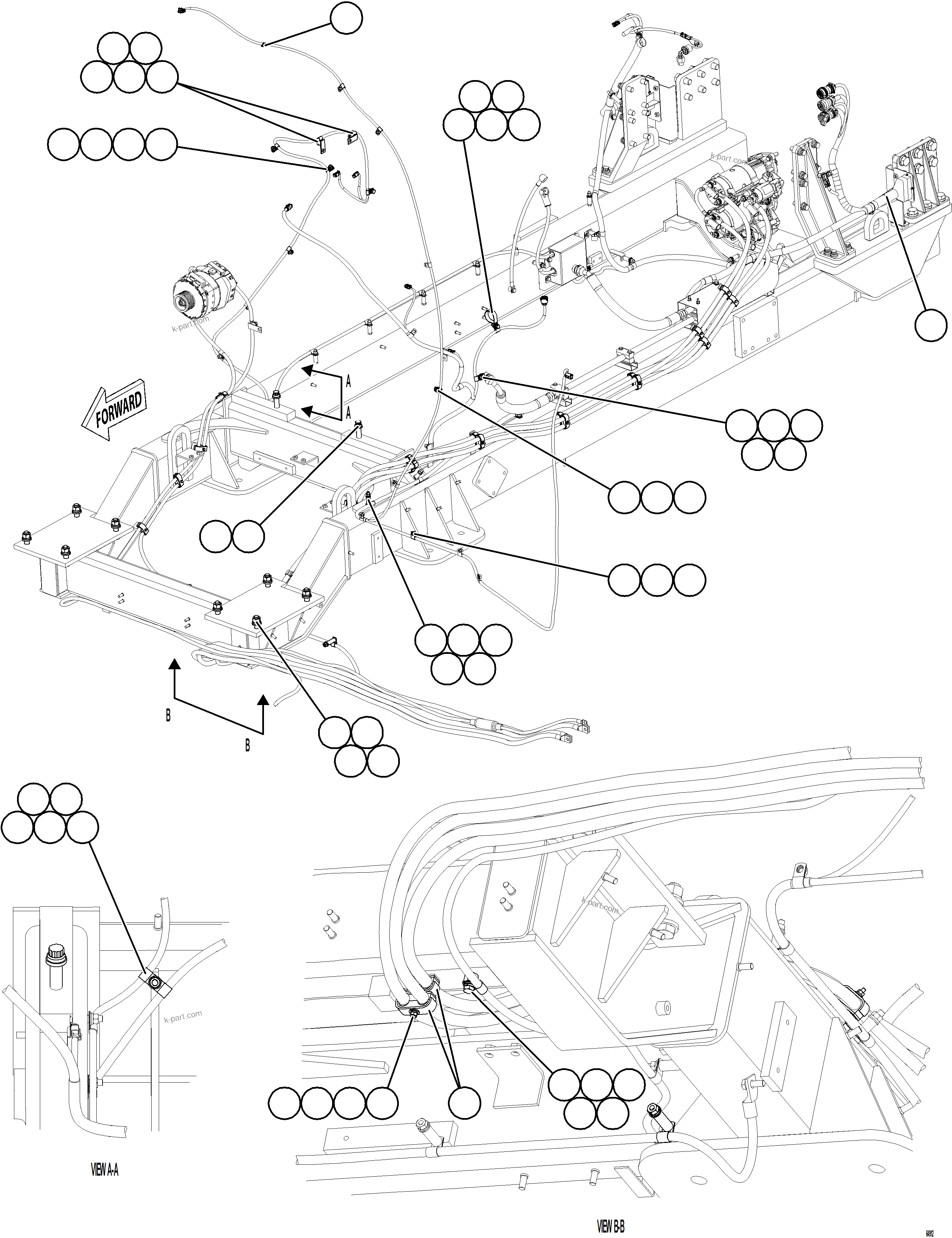 Komatsu parts book diagram for AFE75-V 980E-5 S/N A50069 - A50070  ANTAPACCAY: CRANKING MOTOR WIRING    1/2
