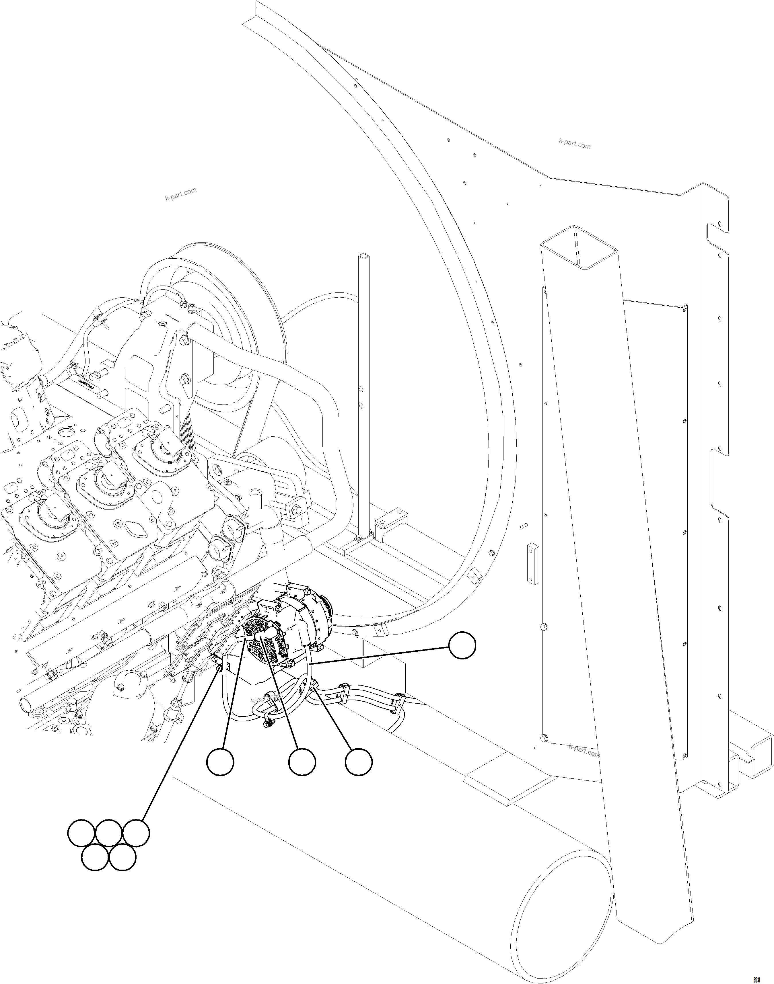 Komatsu parts book diagram for AFE75-V 980E-5 S/N A50069 - A50070  ANTAPACCAY: BATTERY CHARGING ALTERNATOR WIRING