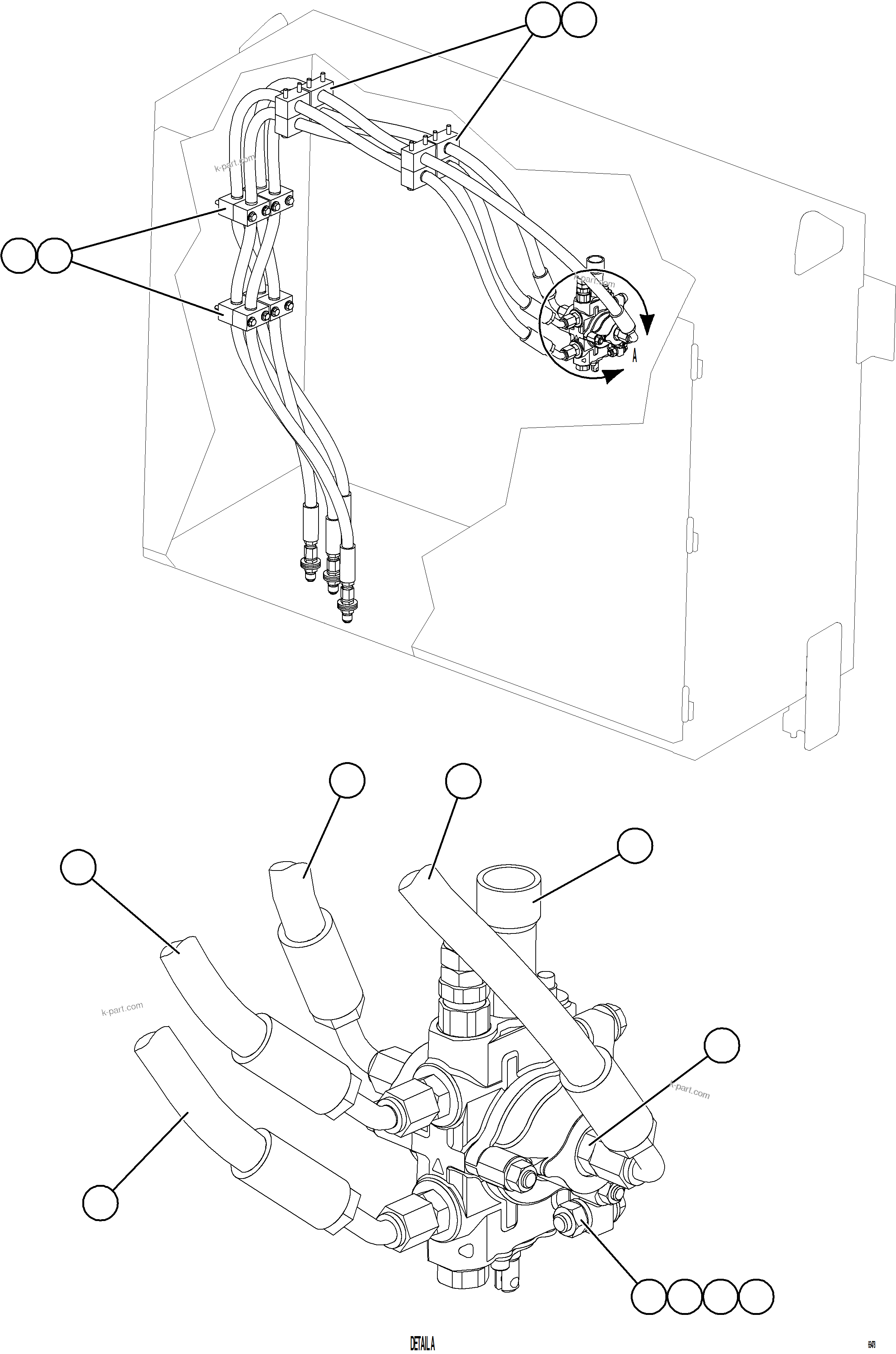 Komatsu parts book diagram for AFE75-V 980E-5 S/N A50069 - A50070  ANTAPACCAY: HOIST PILOT VALVE PIPING    1/2