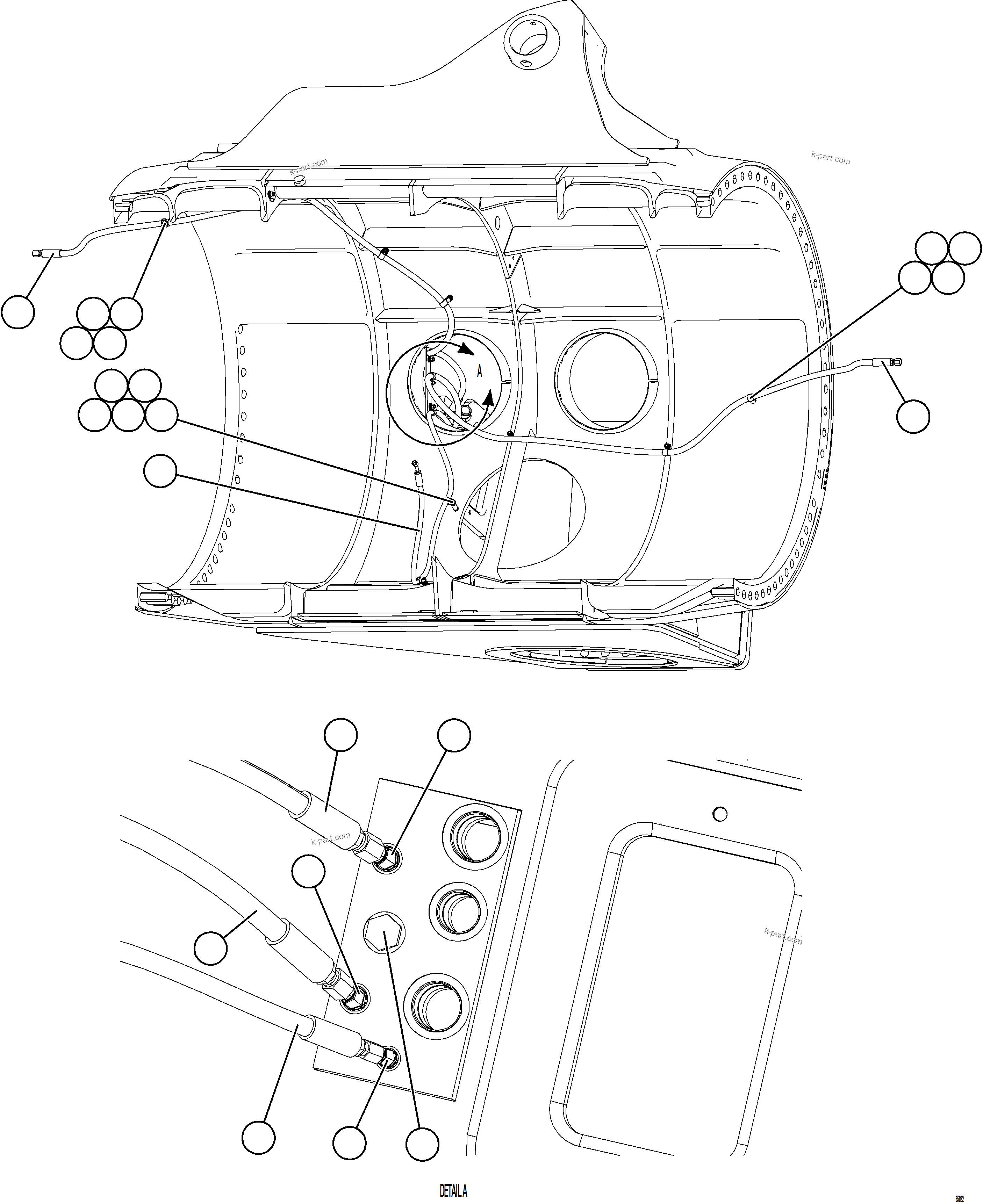 Komatsu parts book diagram for AFE75-V 980E-5 S/N A50069 - A50070  ANTAPACCAY: REAR BRAKE DUAL RELAY VALVE PIPING