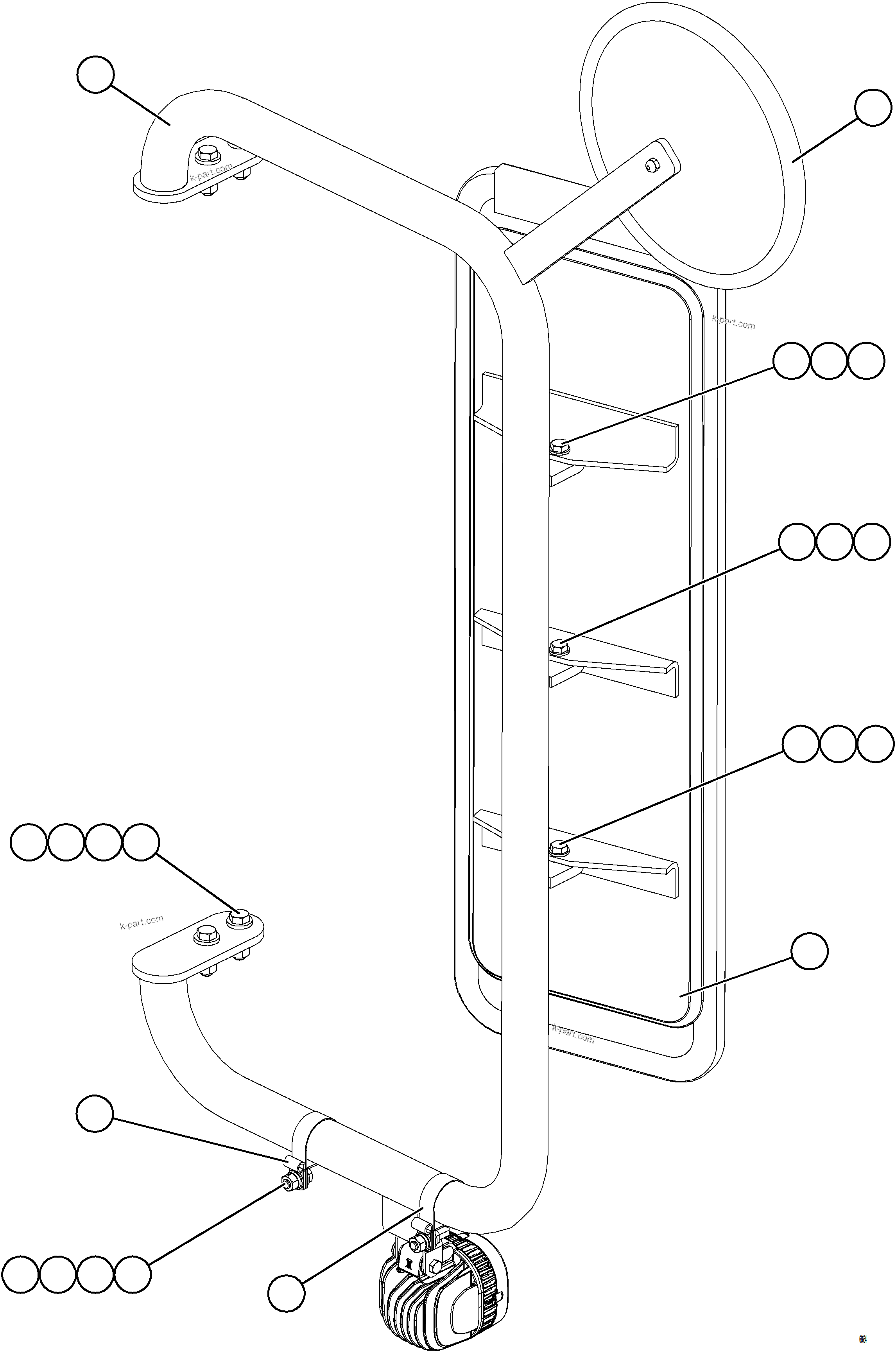 Komatsu parts book diagram for AFE75-V 980E-5 S/N A50069 - A50070  ANTAPACCAY: LH MIRROR INSTALLATION