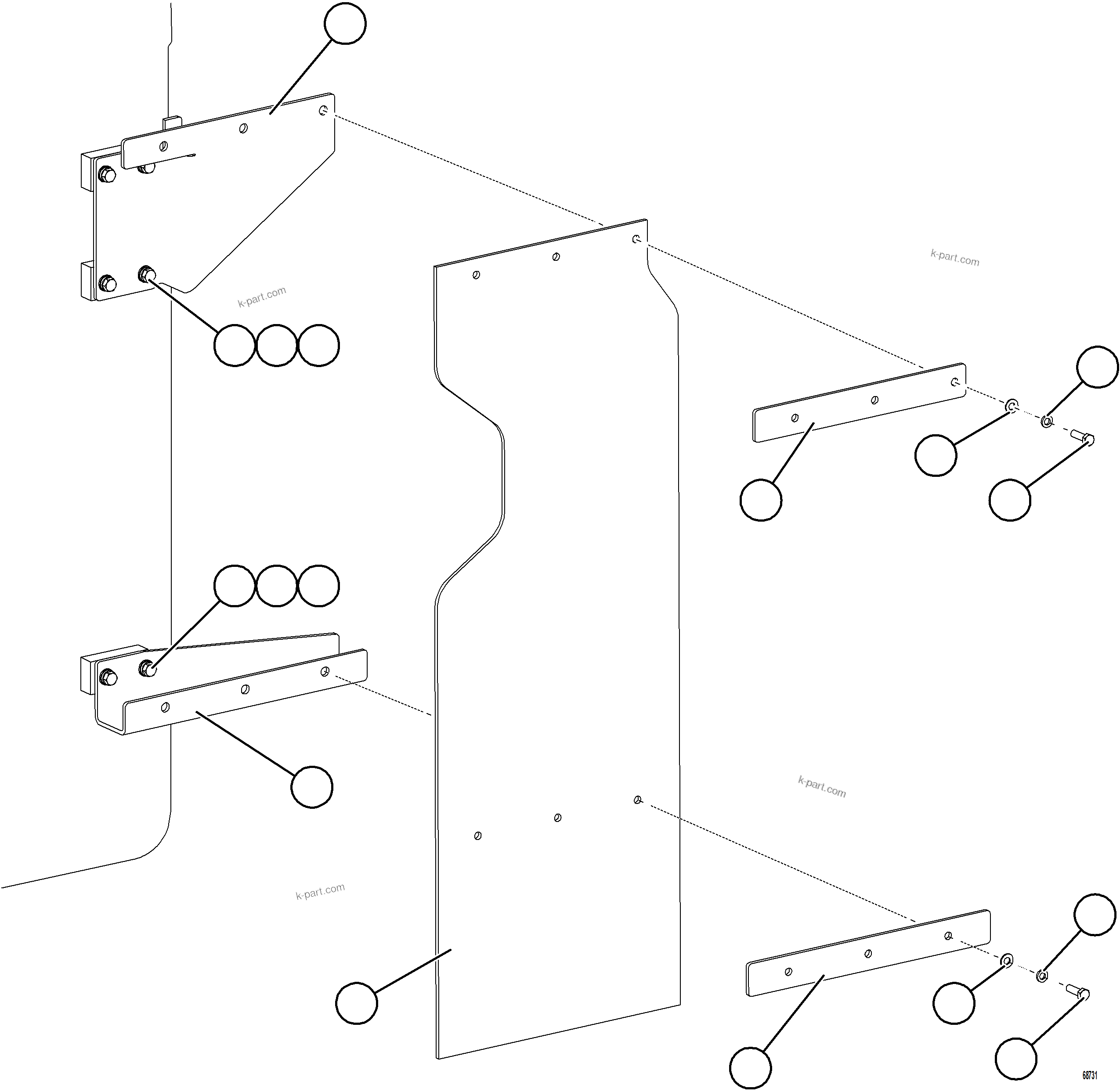 Komatsu parts book diagram for AFE75-V 980E-5 S/N A50069 - A50070  ANTAPACCAY: FUEL TANK MUD FLAPS (STANDARD)