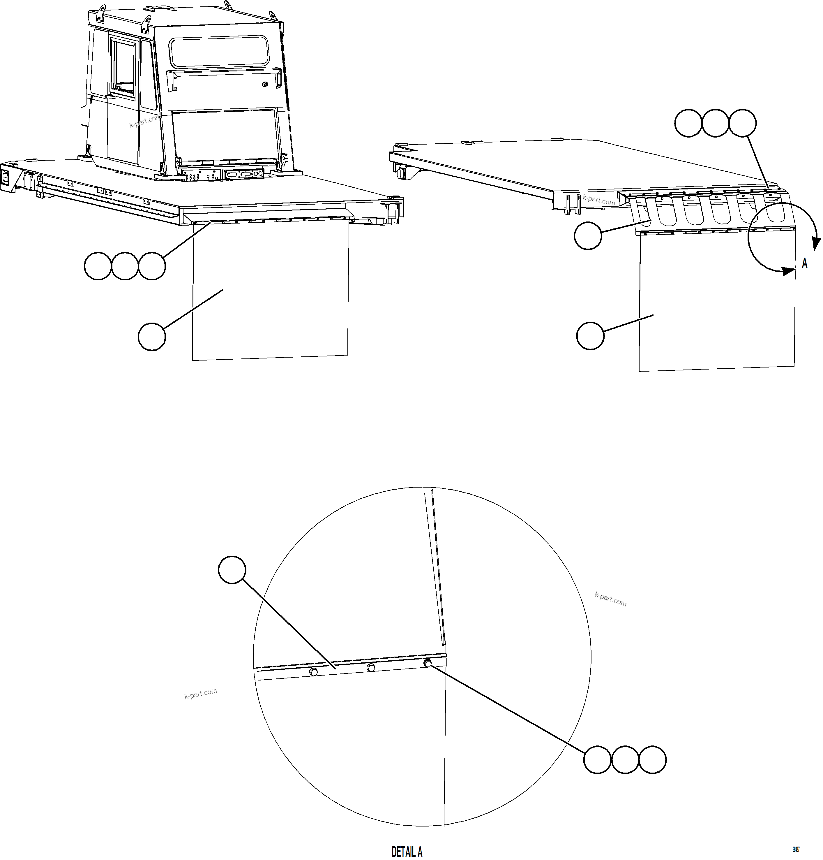 Komatsu parts book diagram for AFE75-V 980E-5 S/N A50069 - A50070  ANTAPACCAY: DECK MUD FLAPS    2/3