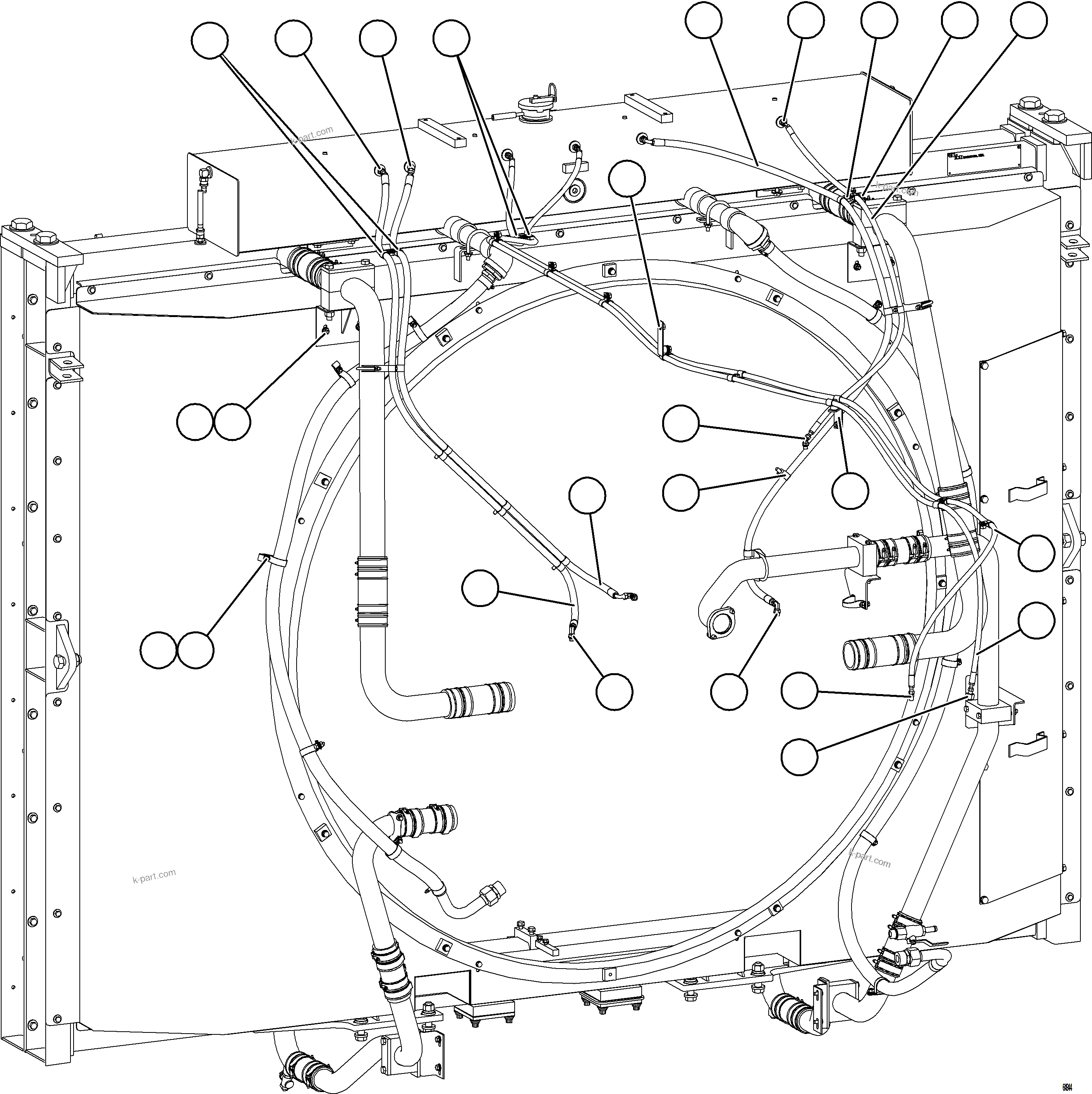 Komatsu parts book diagram for AFE75-W 980E-5 S/N A50071 - A50079  ESPERANZA SUR: RADIATOR PIPING    3/5