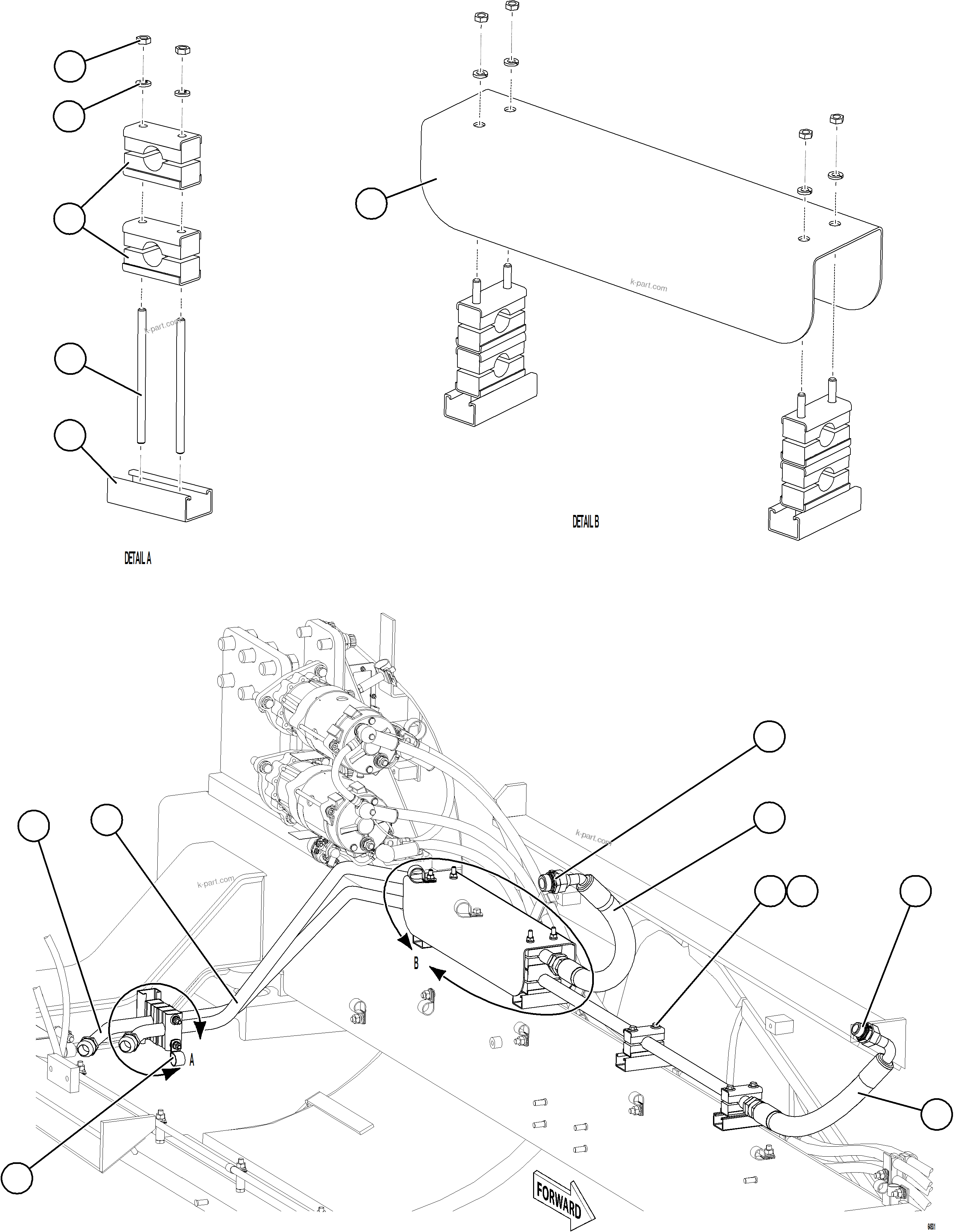 Komatsu parts book diagram for AFE75-W 980E-5 S/N A50071 - A50079  ESPERANZA SUR: FUEL SYSTEM PIPING    4/4