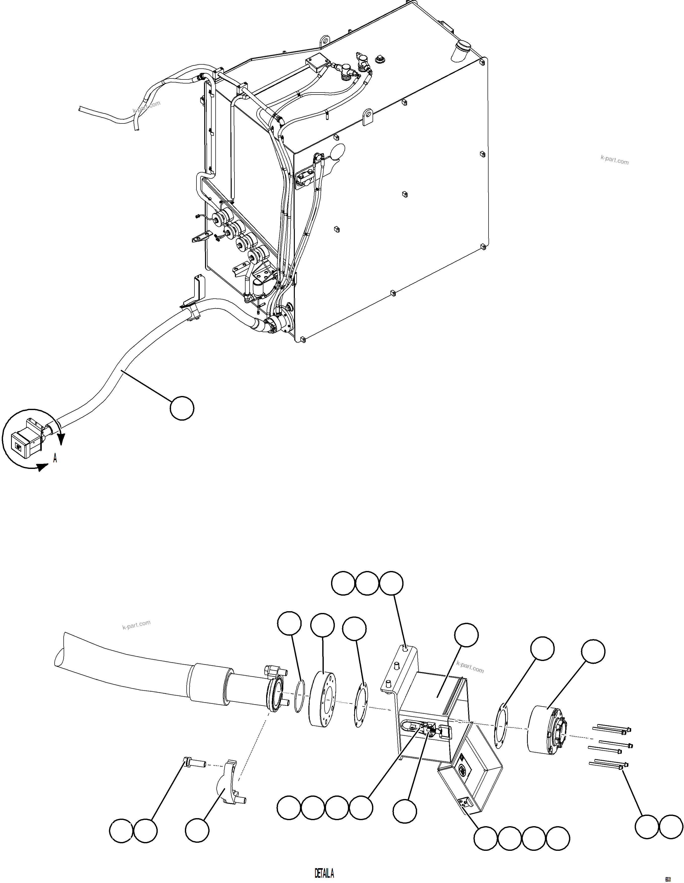 Komatsu parts book diagram for AFE75-W 980E-5 S/N A50071 - A50079  ESPERANZA SUR: FUEL TANK REMOTE FILL - LH    1/2