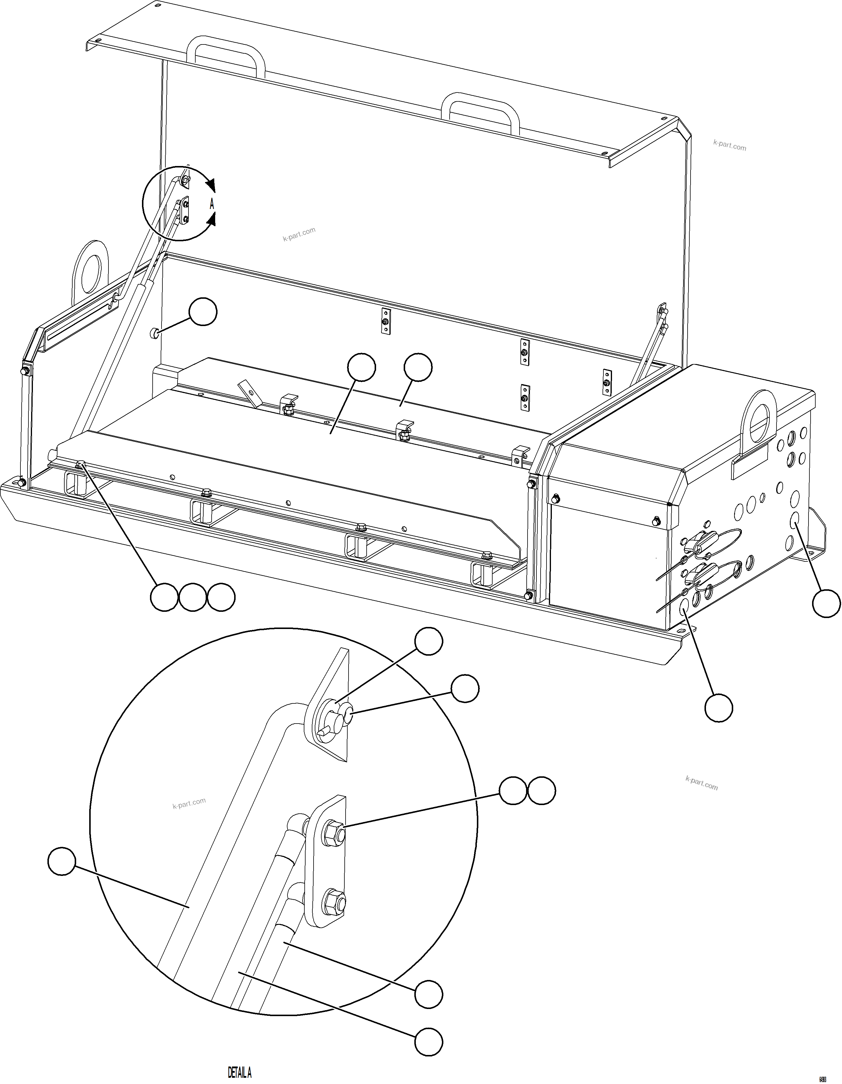 Komatsu parts book diagram for AFE75-W 980E-5 S/N A50071 - A50079  ESPERANZA SUR: BATTERY BOX ASSEMBLY    2/7    58F-54-20972