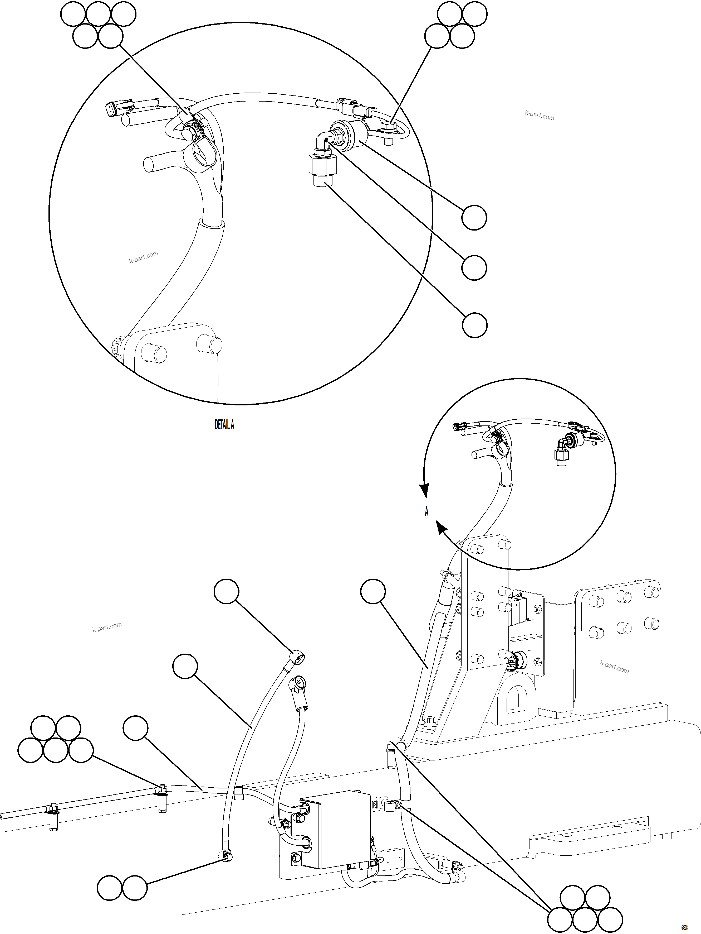 Komatsu parts book diagram for AFE75-W 980E-5 S/N A50071 - A50079  ESPERANZA SUR: ENGINE PRELUBE WIRING    1/2